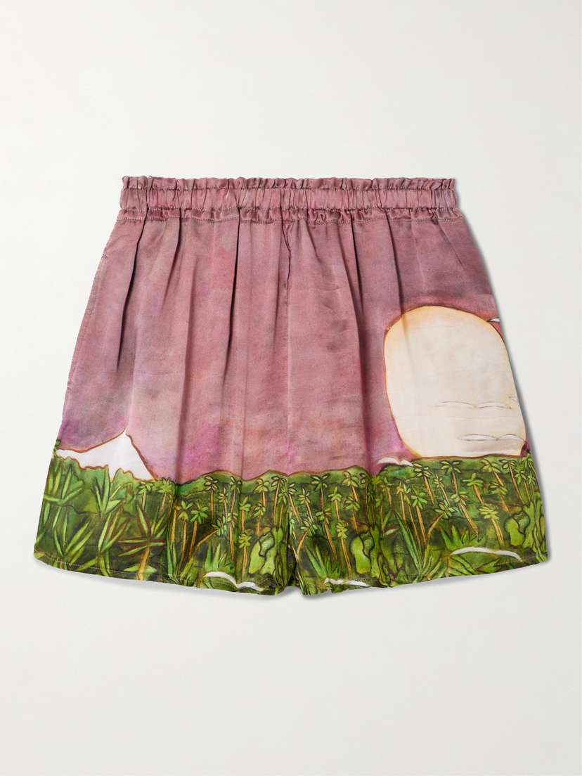 Donde Esteban La Sierra Printed Silk-satin Shorts