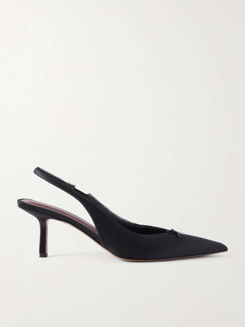 NEOUS Moriah Lace-trimmed Twill Slingback Pumps