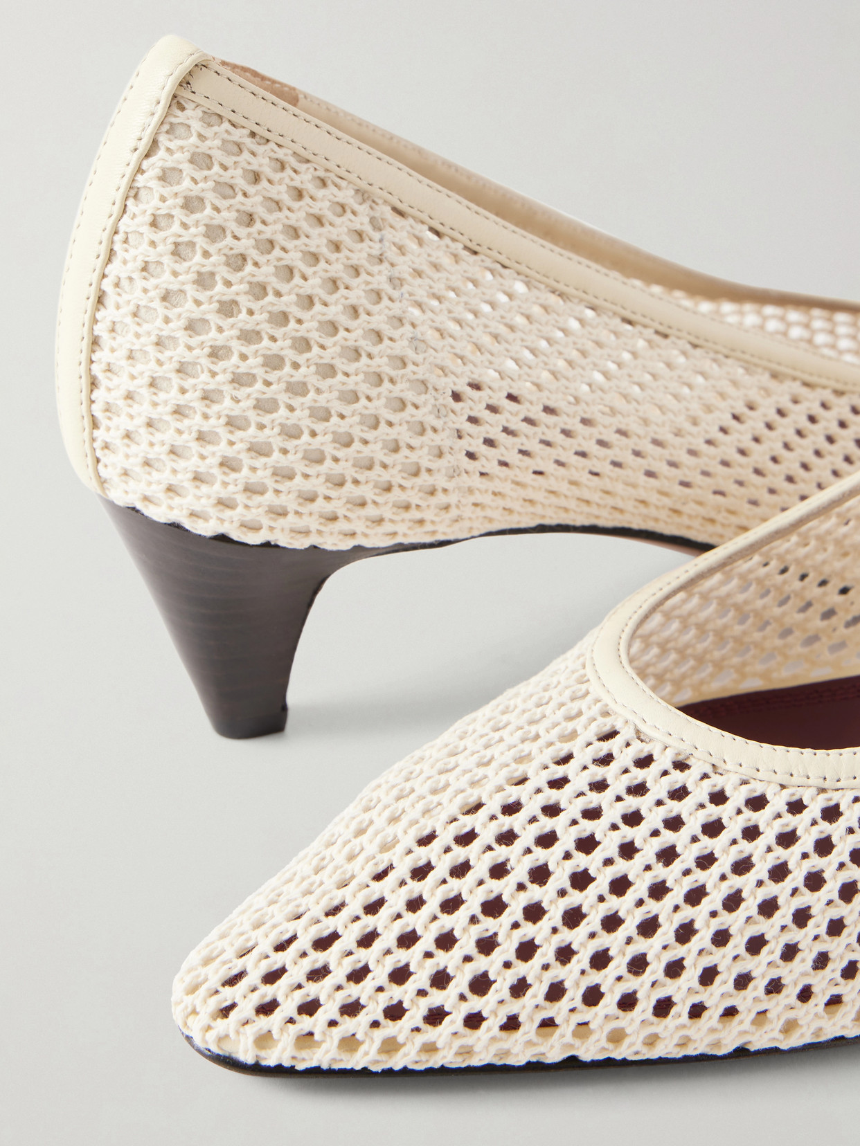 Fera 40 Leather-Trimmed Woven Pumps