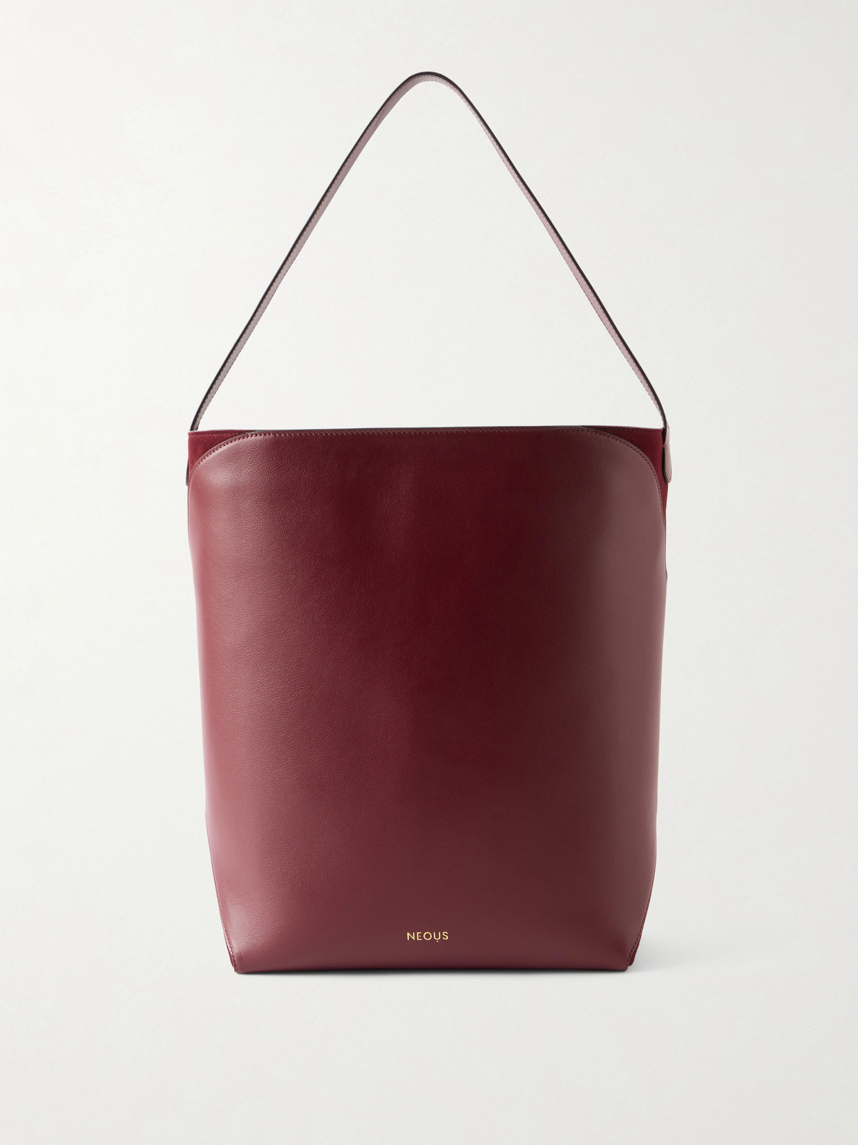Neous Thea Suede-trimmed Leather Shoulder Bag In Burgundy