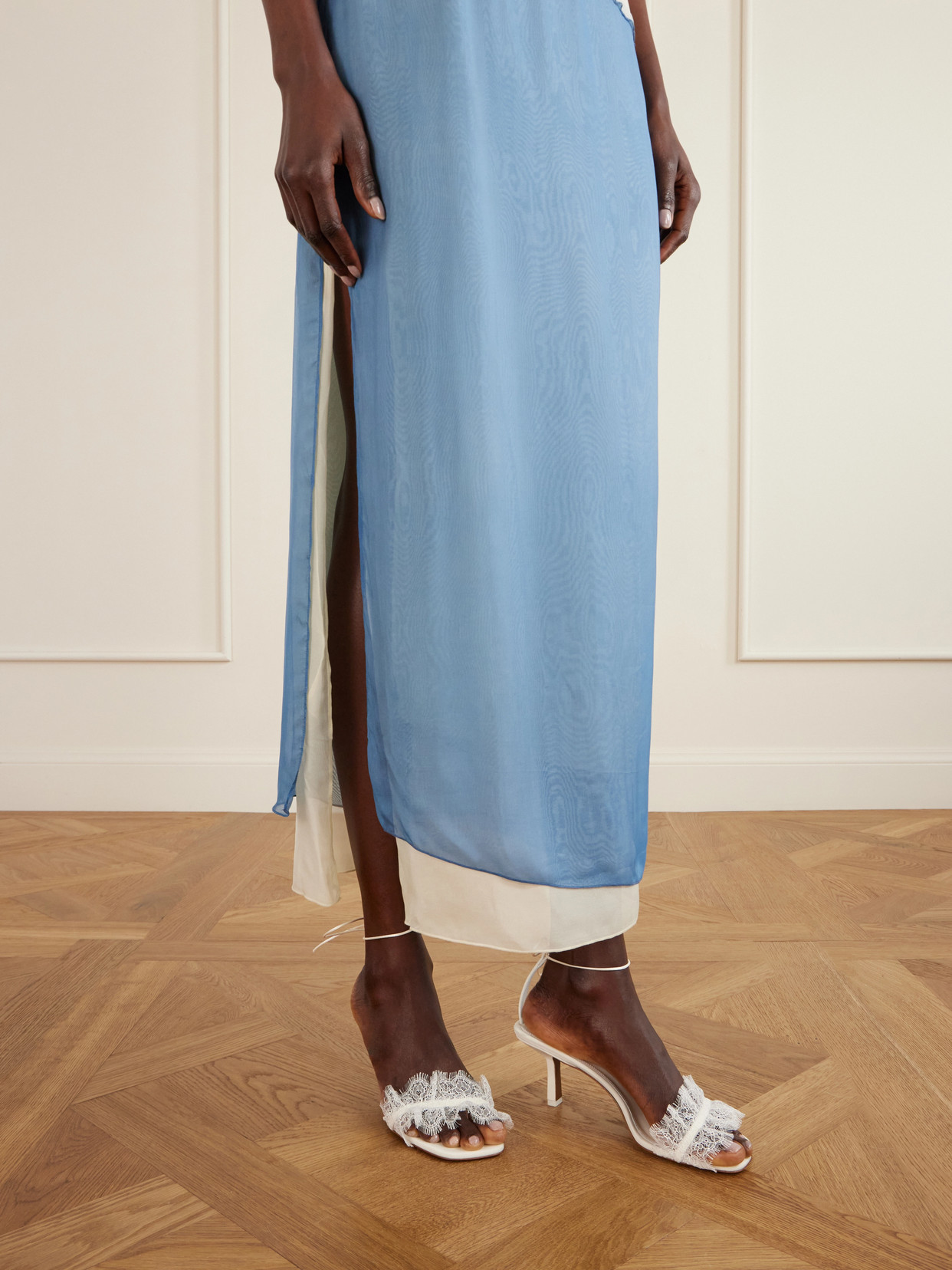 Belel Lace-Trimmed Twill Sandals