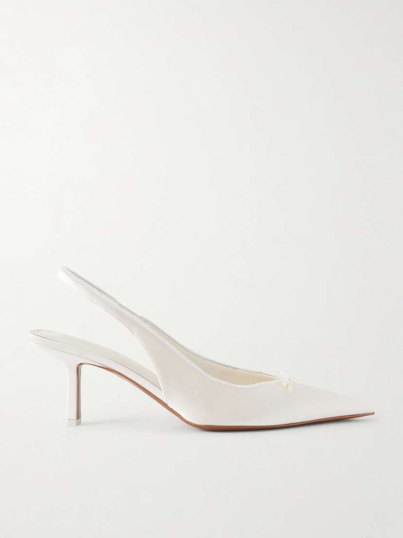 NEOUS Moriah Lace-trimmed Twill Slingback Pumps