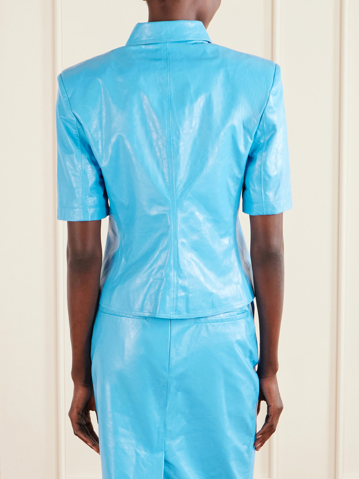 Chavela Glossed-Leather Shirt