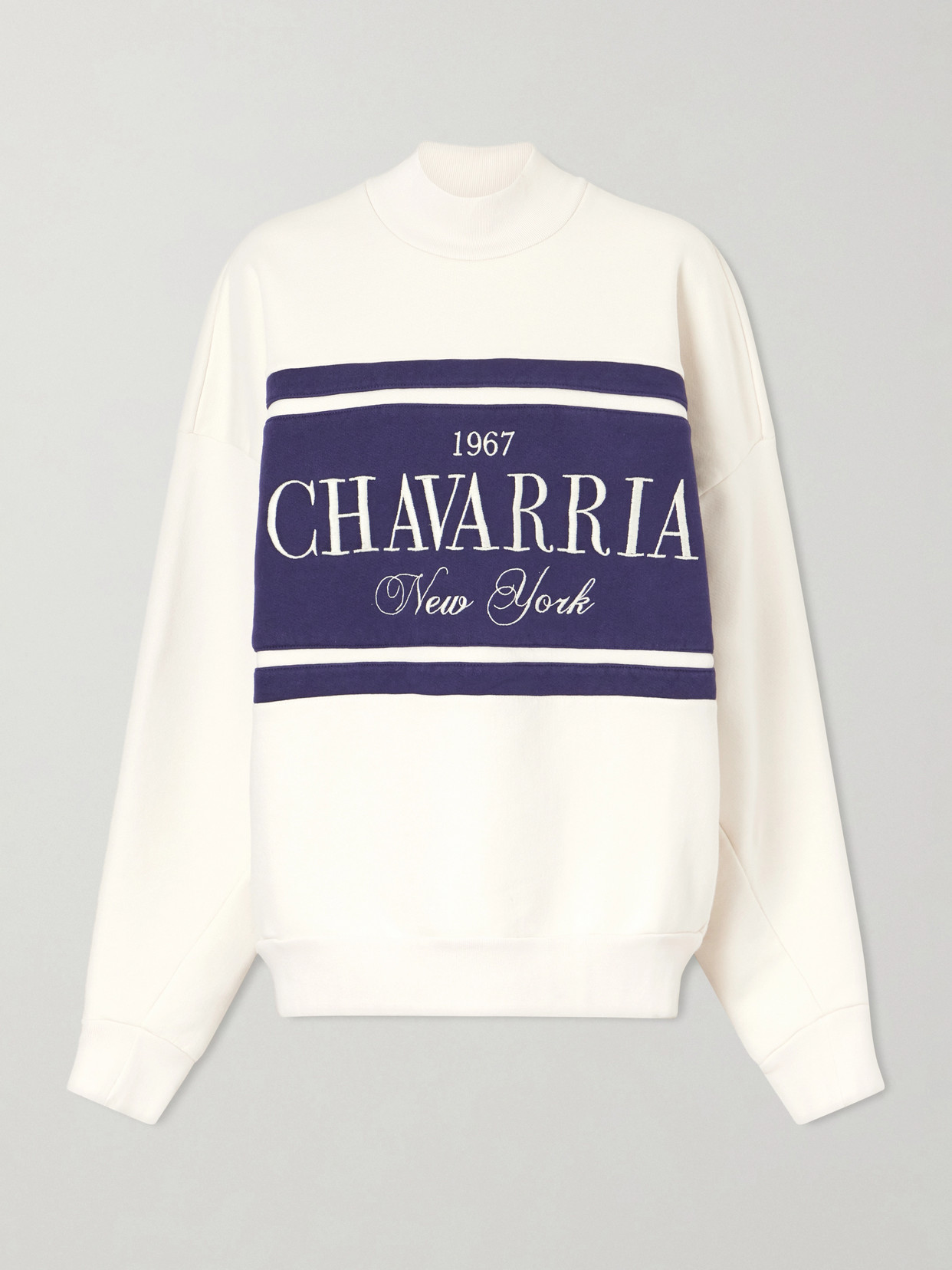 Willy Chavarria Oversized Embroidered Striped Cotton-jersey Sweater In White