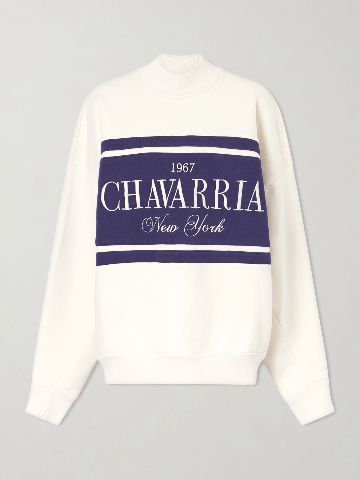 Willy Chavarria Oversized embroidered striped cotton-jersey sweater