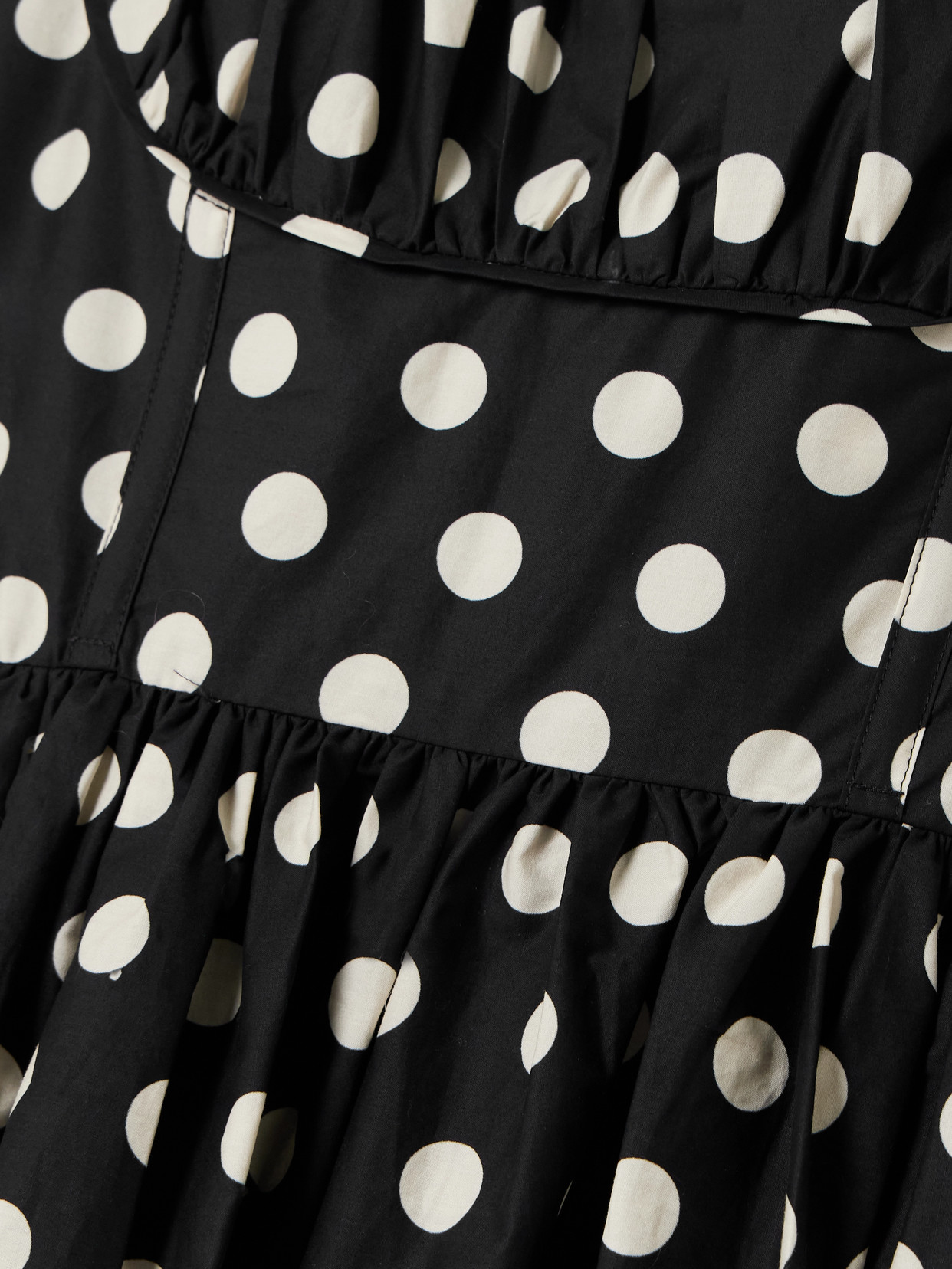 Cara Cara Alba Polka-dot Gathered Smocked Cotton-poplin Midi Dress In Black