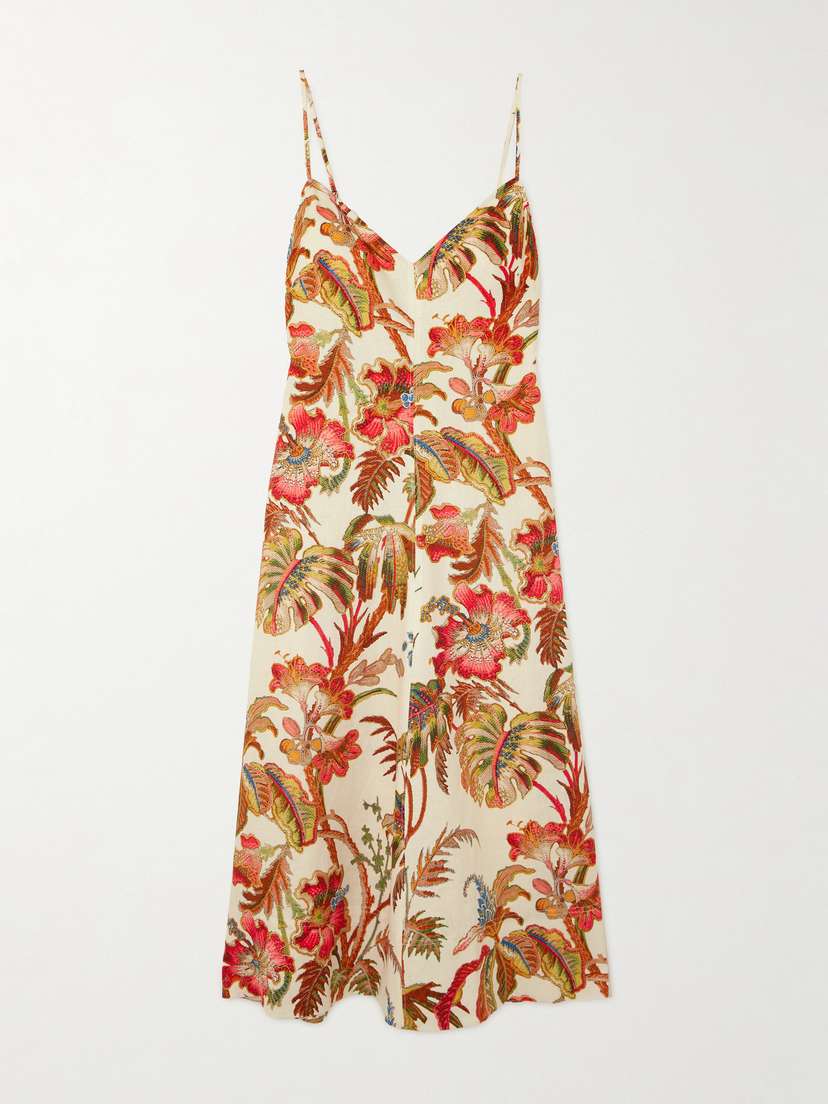 Cara Cara Mae Floral-print Linen Midi Dress