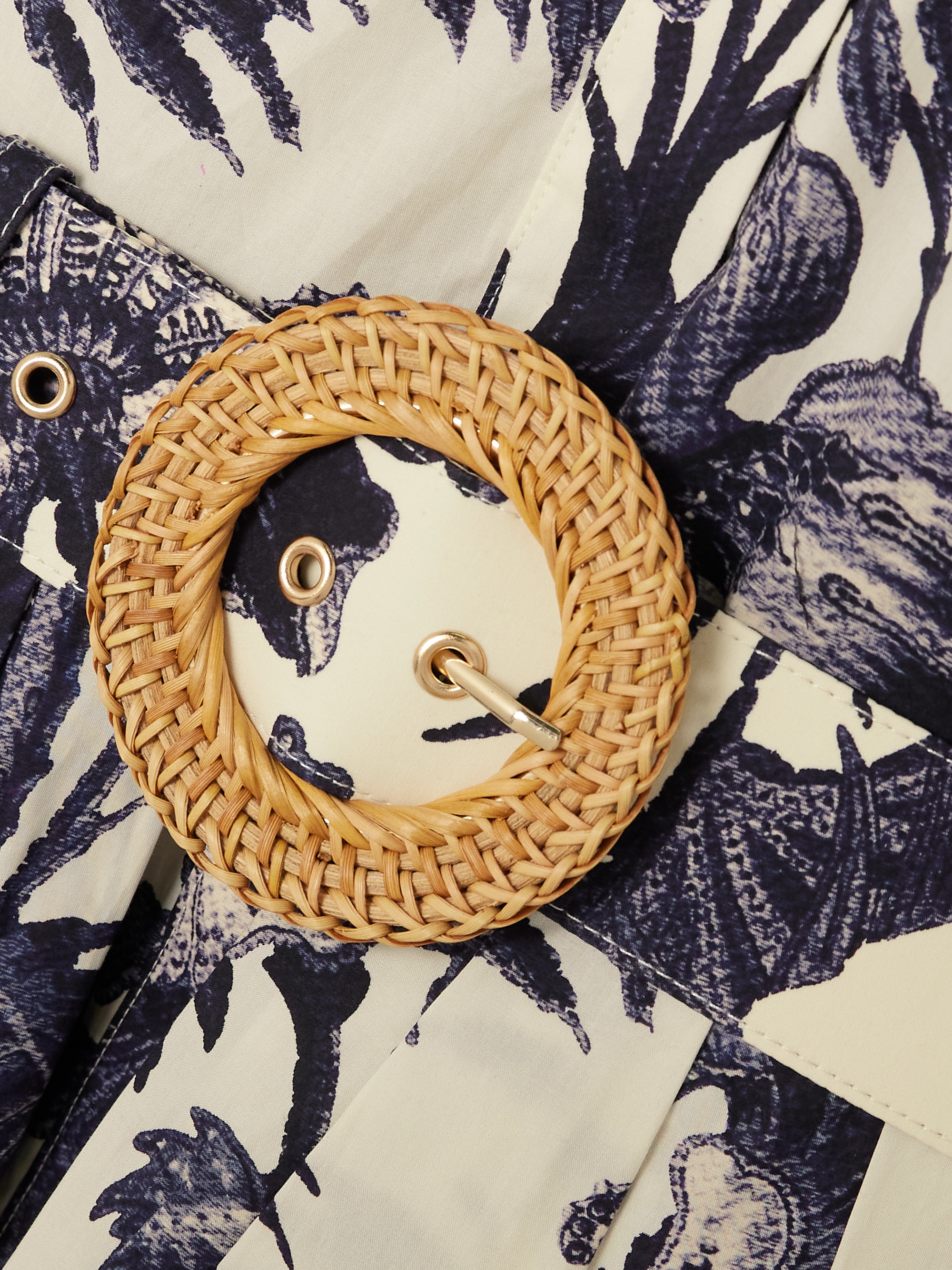 Cara Cara Octavia belted pleated floral-print cotton-poplin midi shirt dress