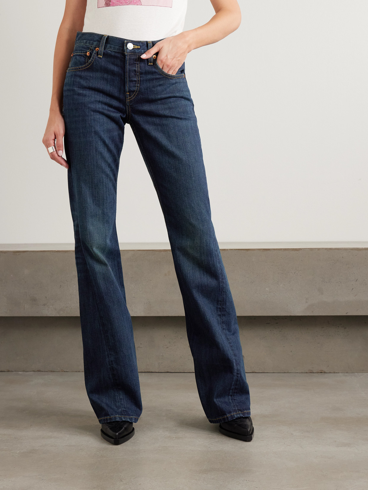 Re/Done - Twisted Mid-Rise Bootcut Jeans