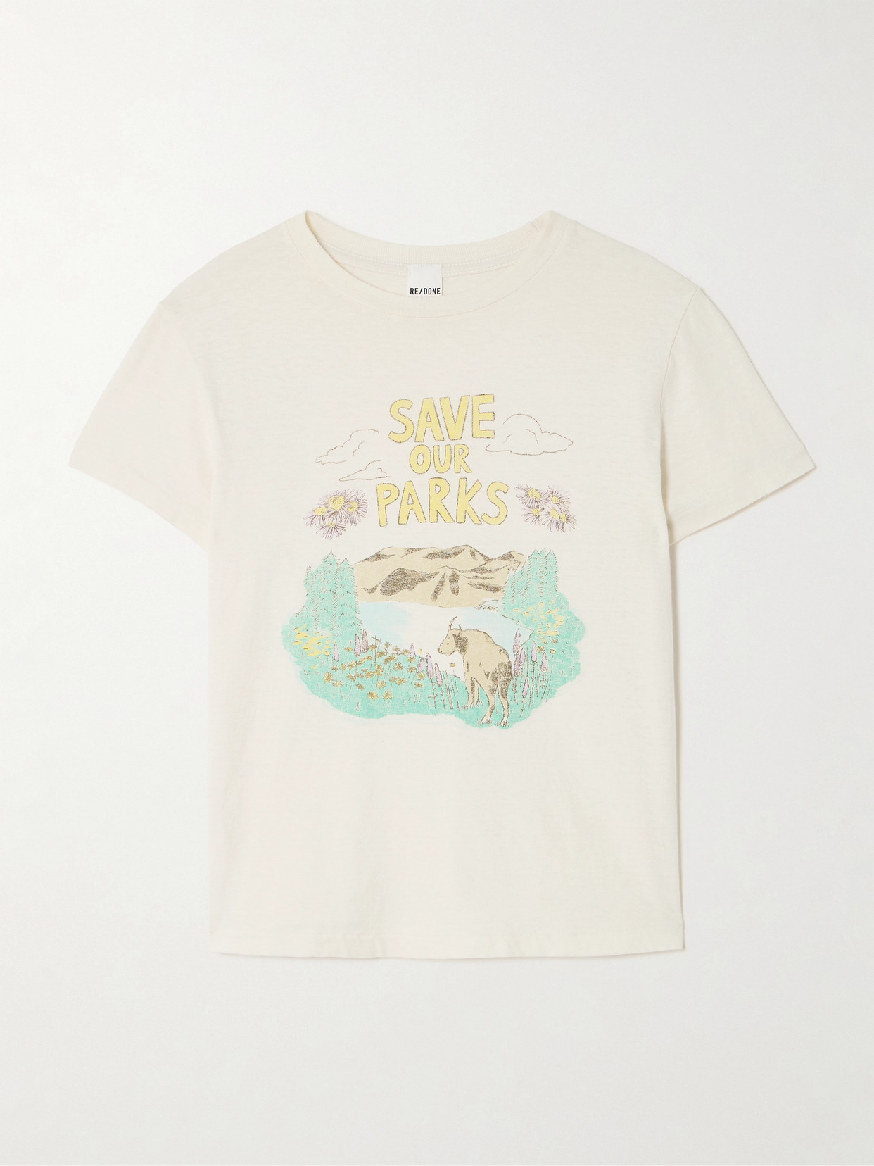 Re/done Classic Printed Cotton-jersey T-shirt In White