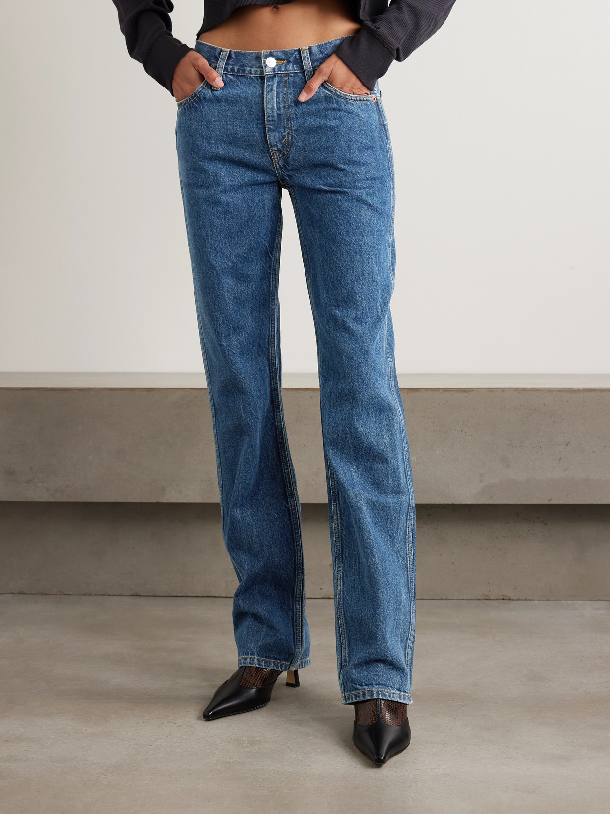 Re/done 90s High-rise Straight-leg Jeans In Blue