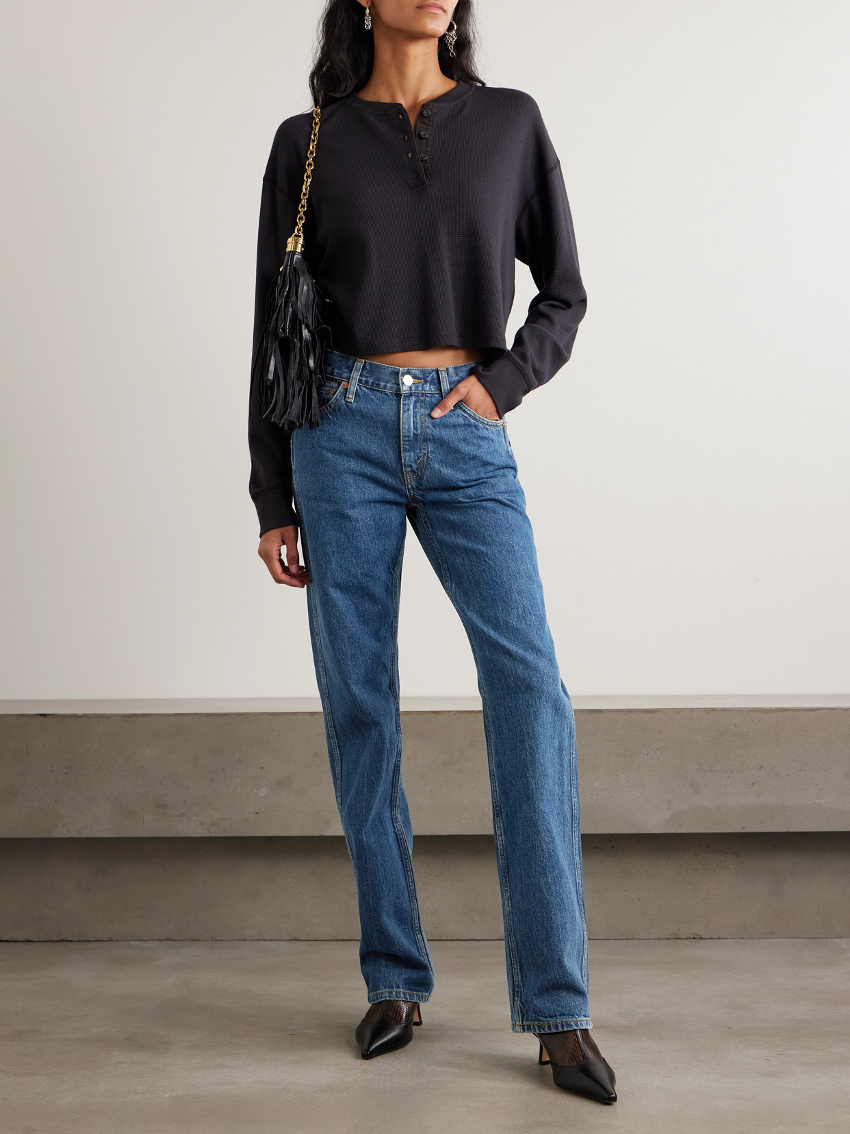 Re/done 90s High-rise Straight-leg Jeans In Blue