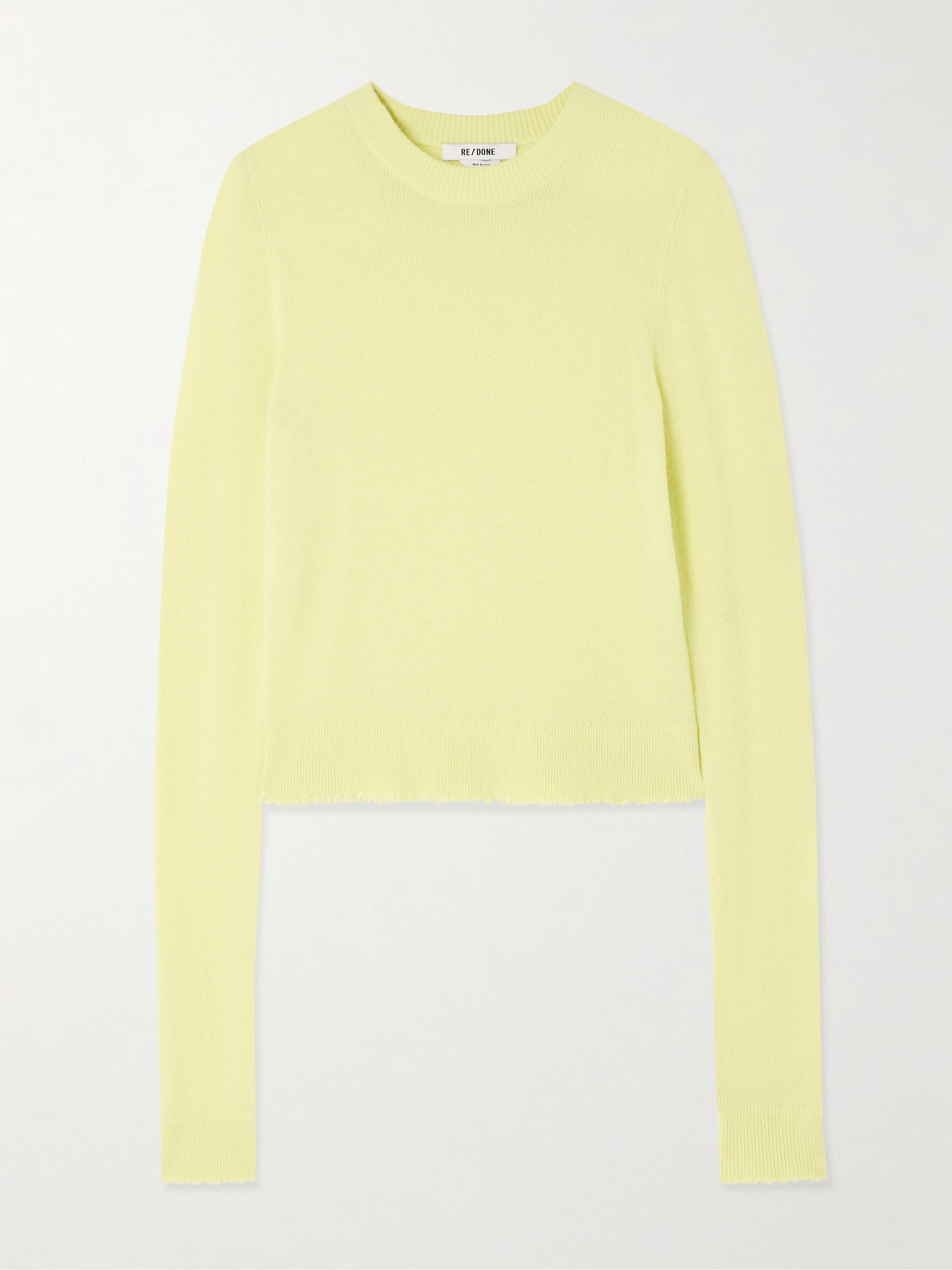 Re/done Frayed Cashmere Sweater In Yellow