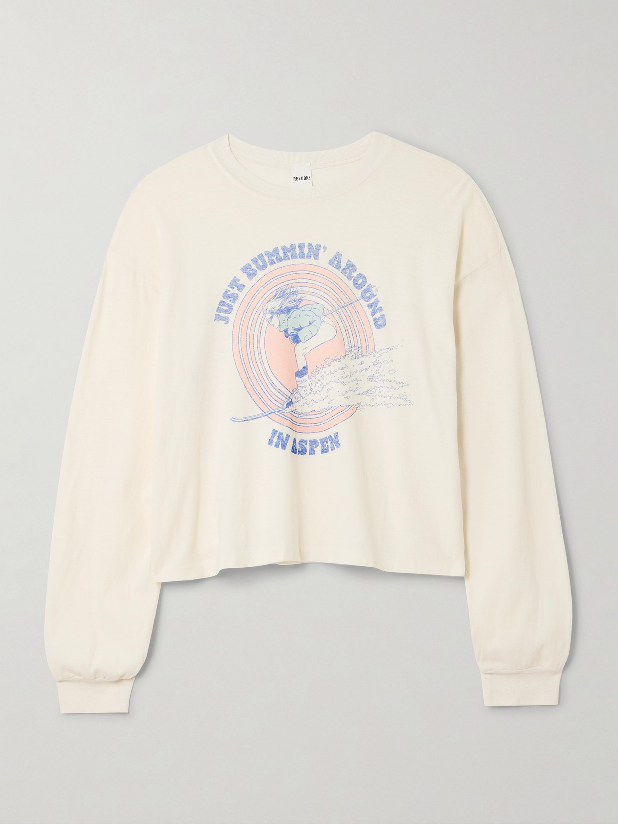 Re/done Printed Cotton-jersey T-shirt In White