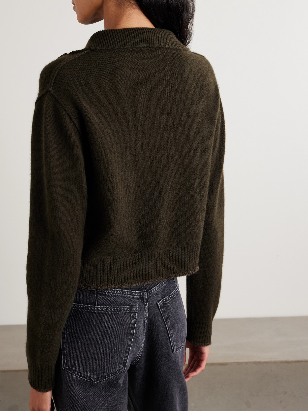 Re/Done - Frayed Wool And Cashmere-Blend Half-Zip Sweater