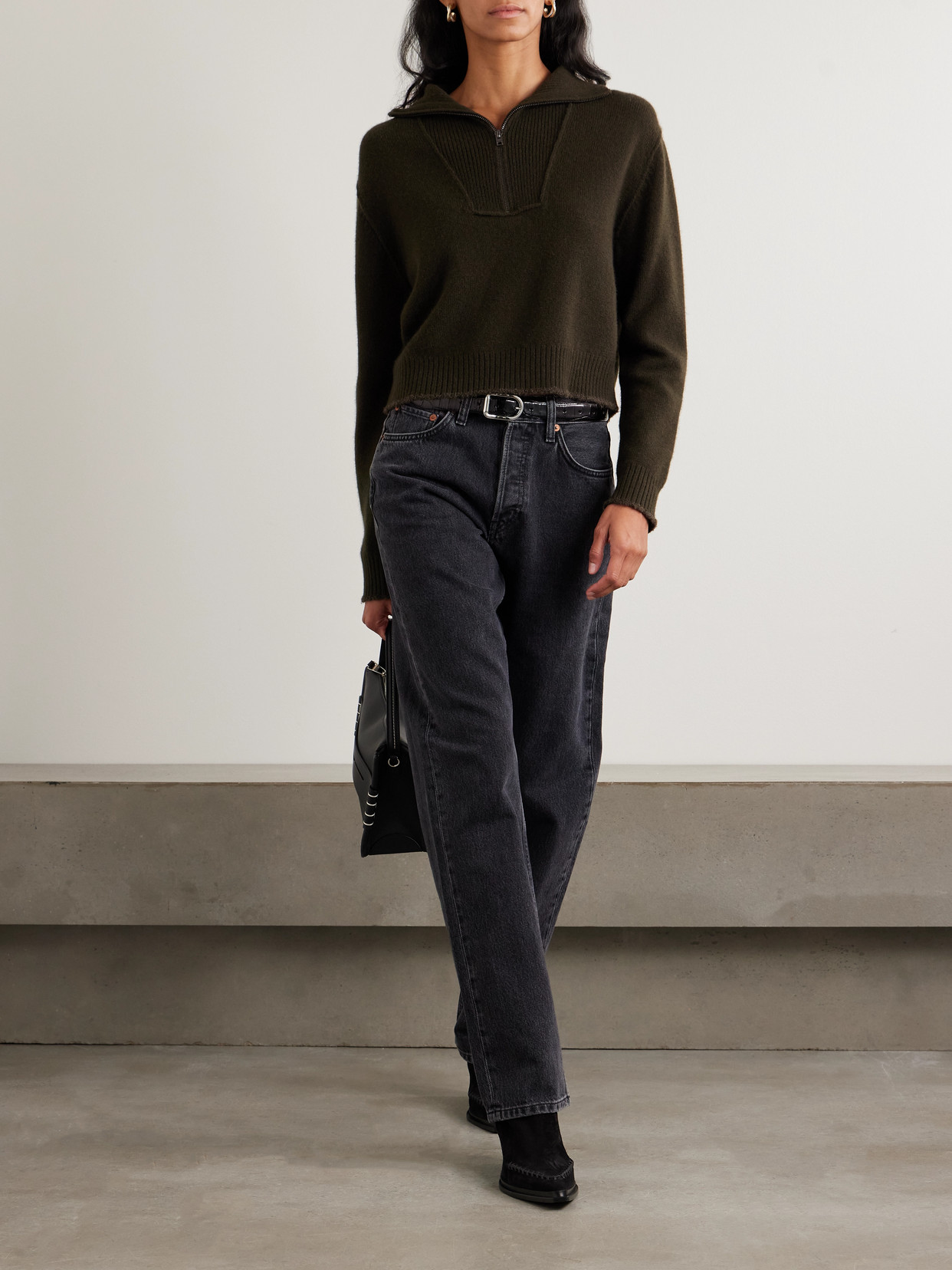 Re/Done - Frayed Wool And Cashmere-Blend Half-Zip Sweater