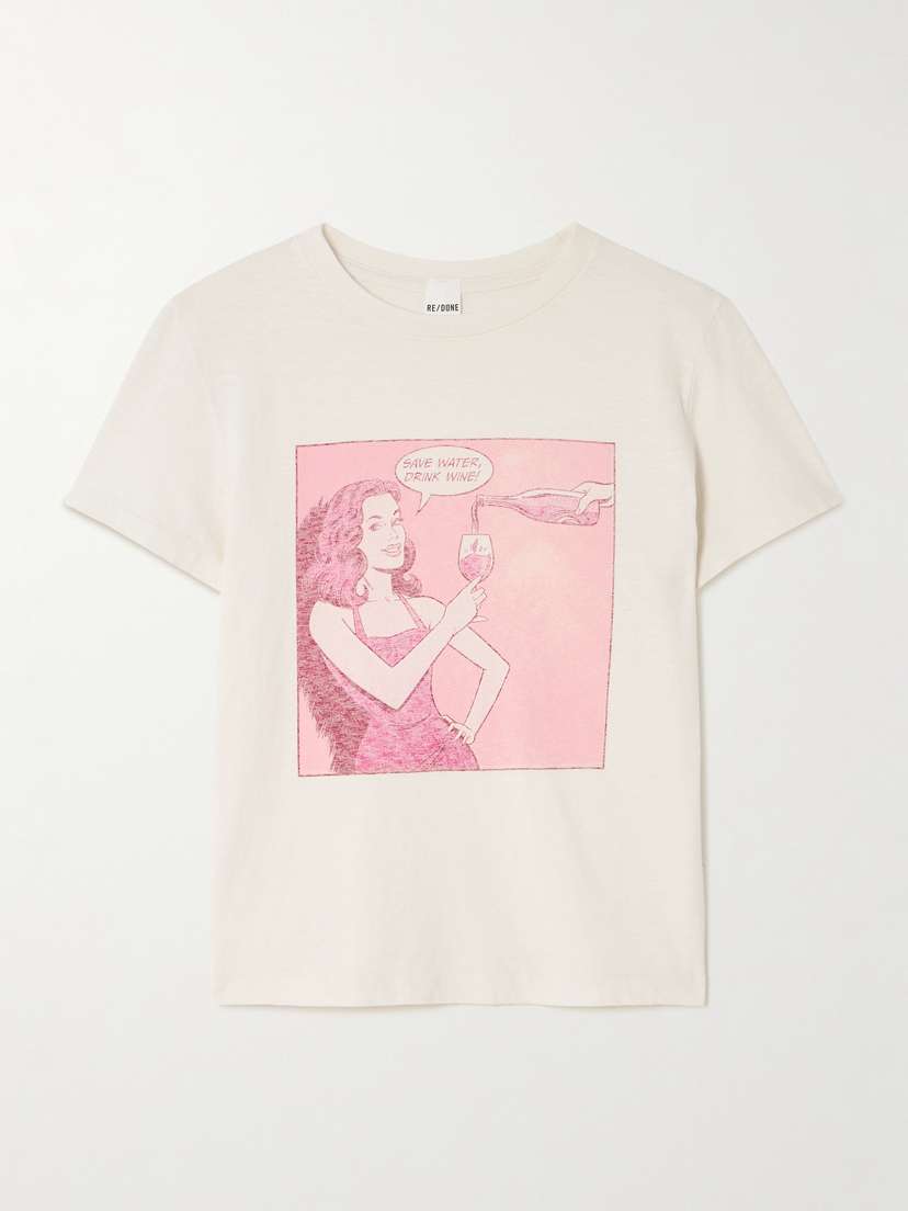 RE/DONE Classic Printed Cotton-blend Jersey T-shirt