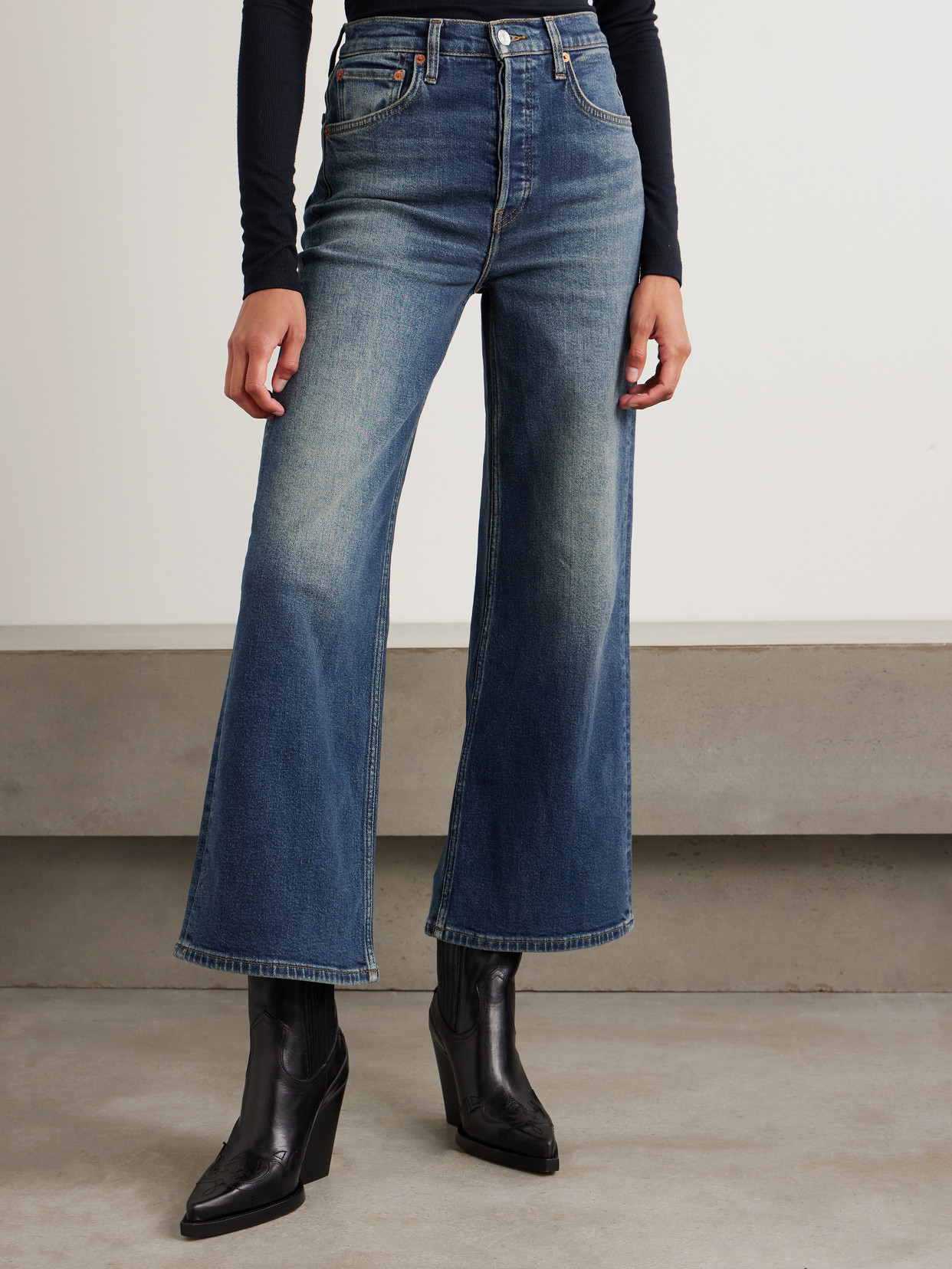 Re/Done - Cropped High-Rise Wide- Leg