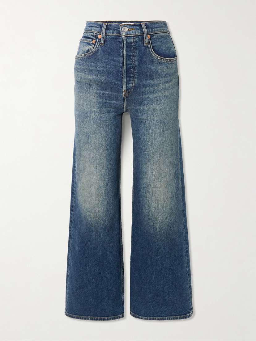 RE/DONE Cropped High-rise Wide-leg Jeans