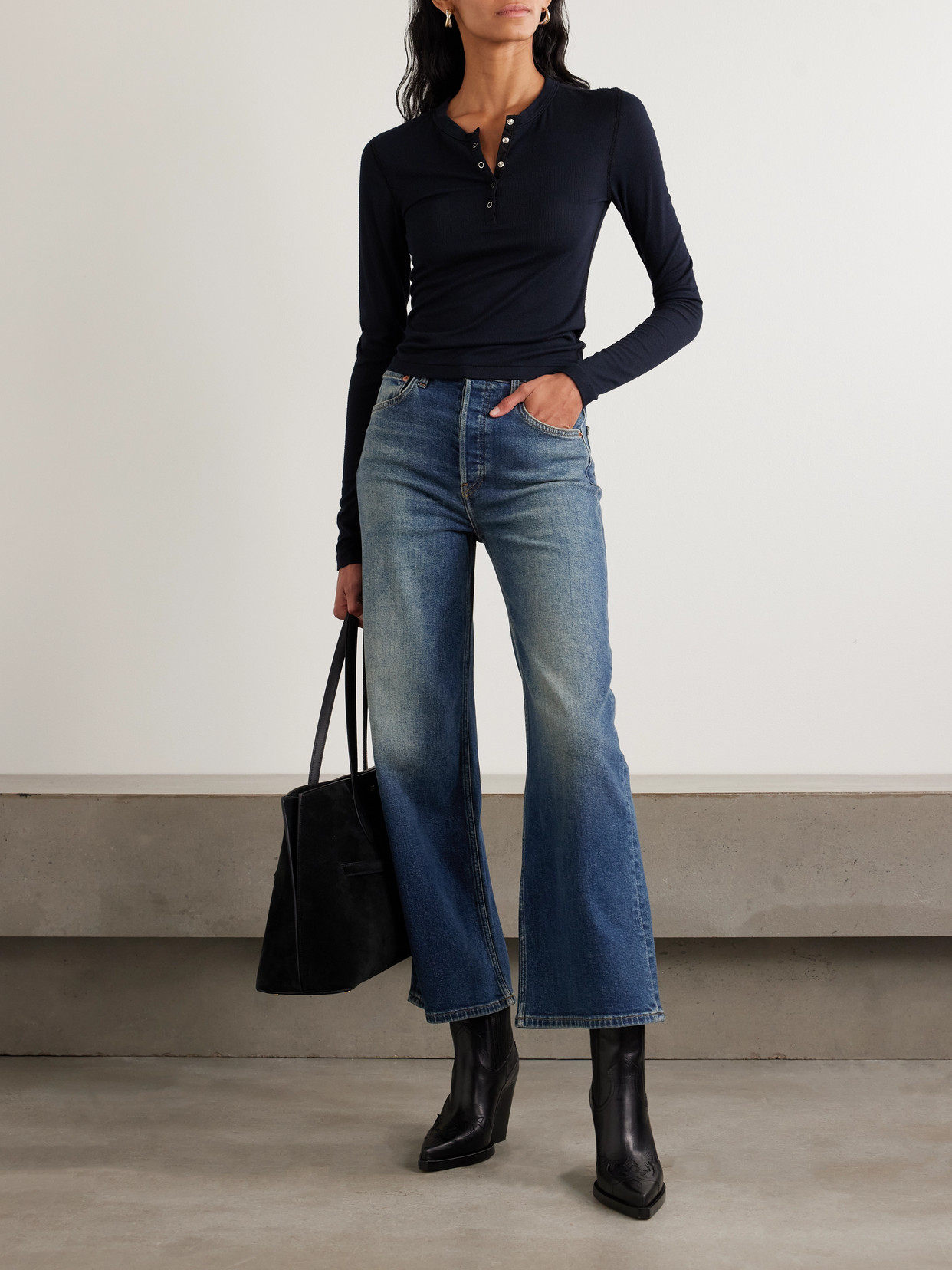 Re/Done - Cropped High-Rise Wide- Leg