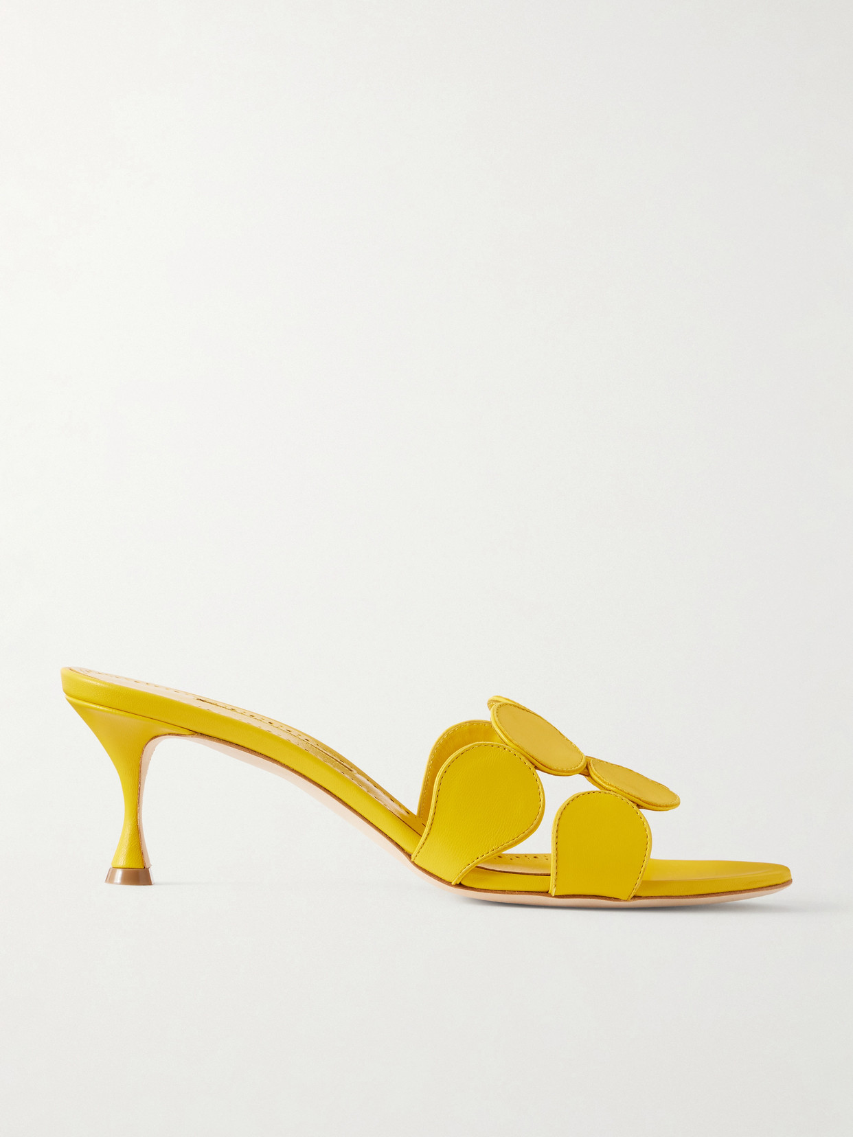 Manolo Blahnik Haribalmu 50 Leather Mules In Yellow