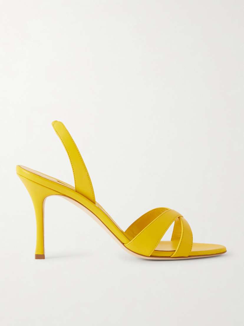 Manolo Blahnik Callasli 90 Leather Slingback Sandals