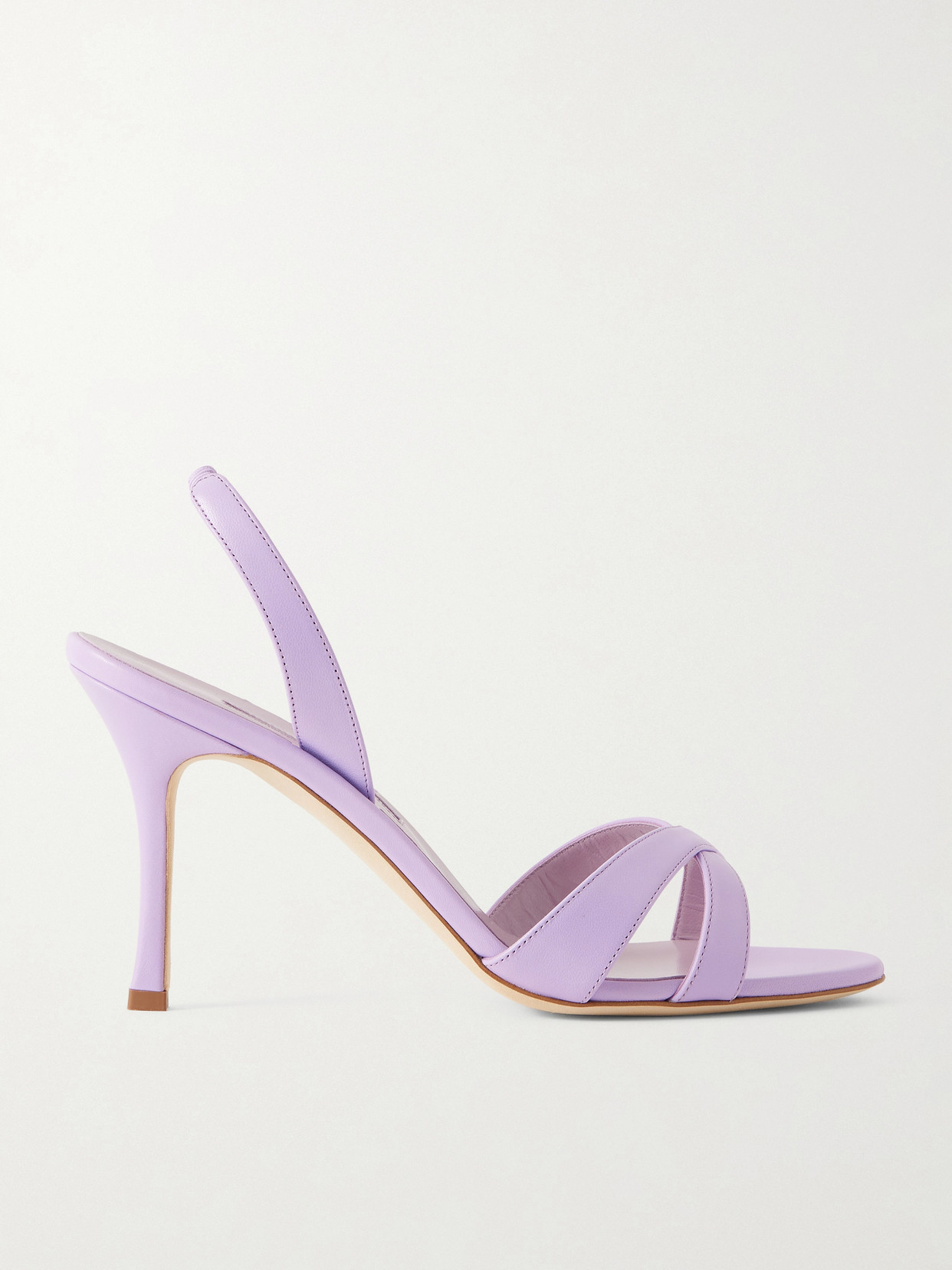 Manolo Blahnik Callasli 90 Leather Slingback Sandals In Purple