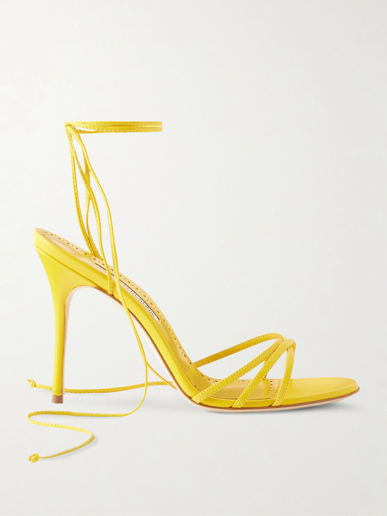 Manolo Blahnik Leva 105 Leather Sandals In Yellow