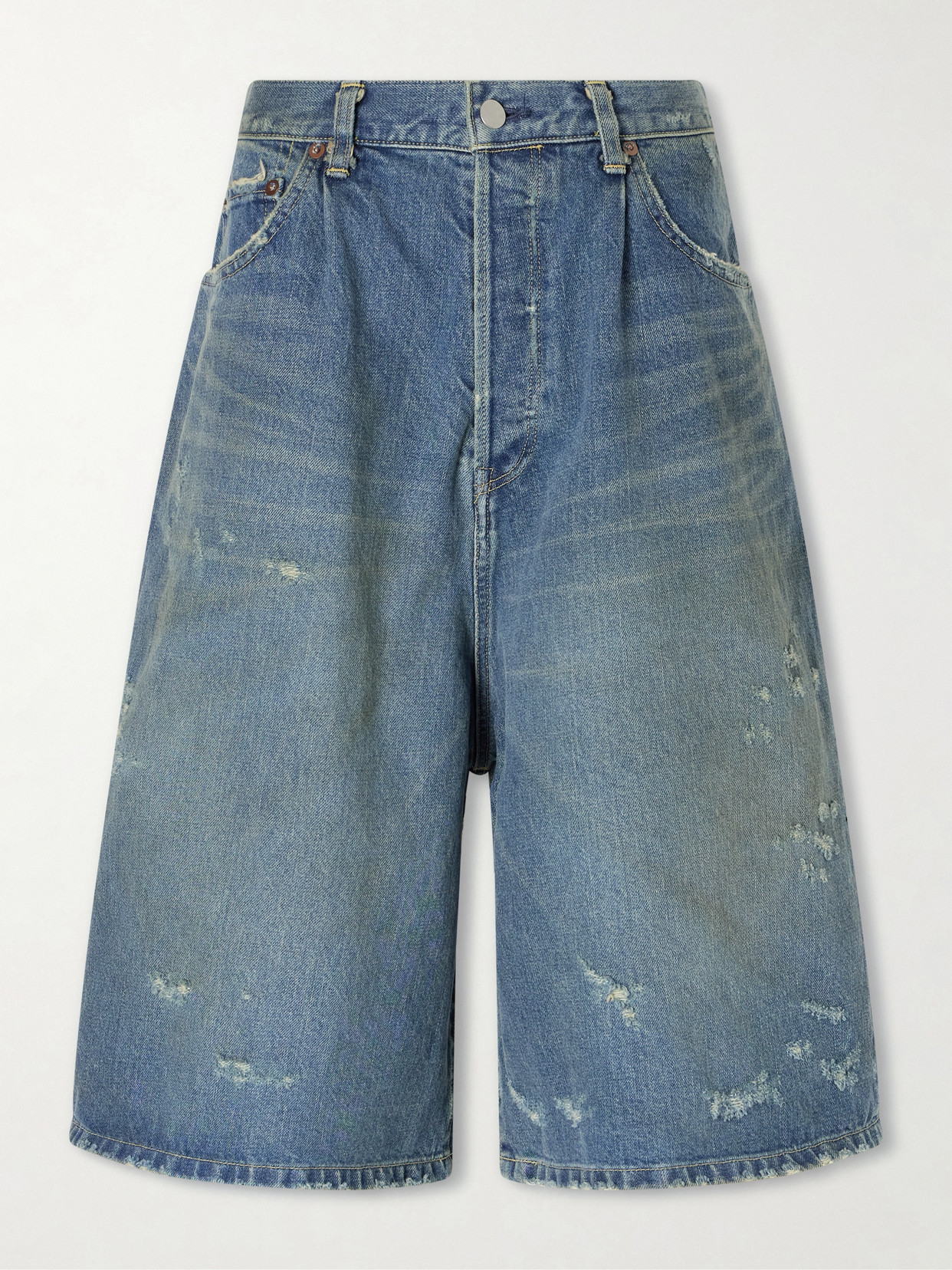 Ssstein Distressed Denim Shorts In Blue