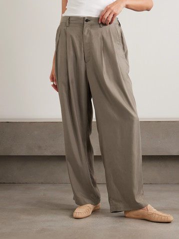 SSSTEIN Pleated twill wide-leg pants