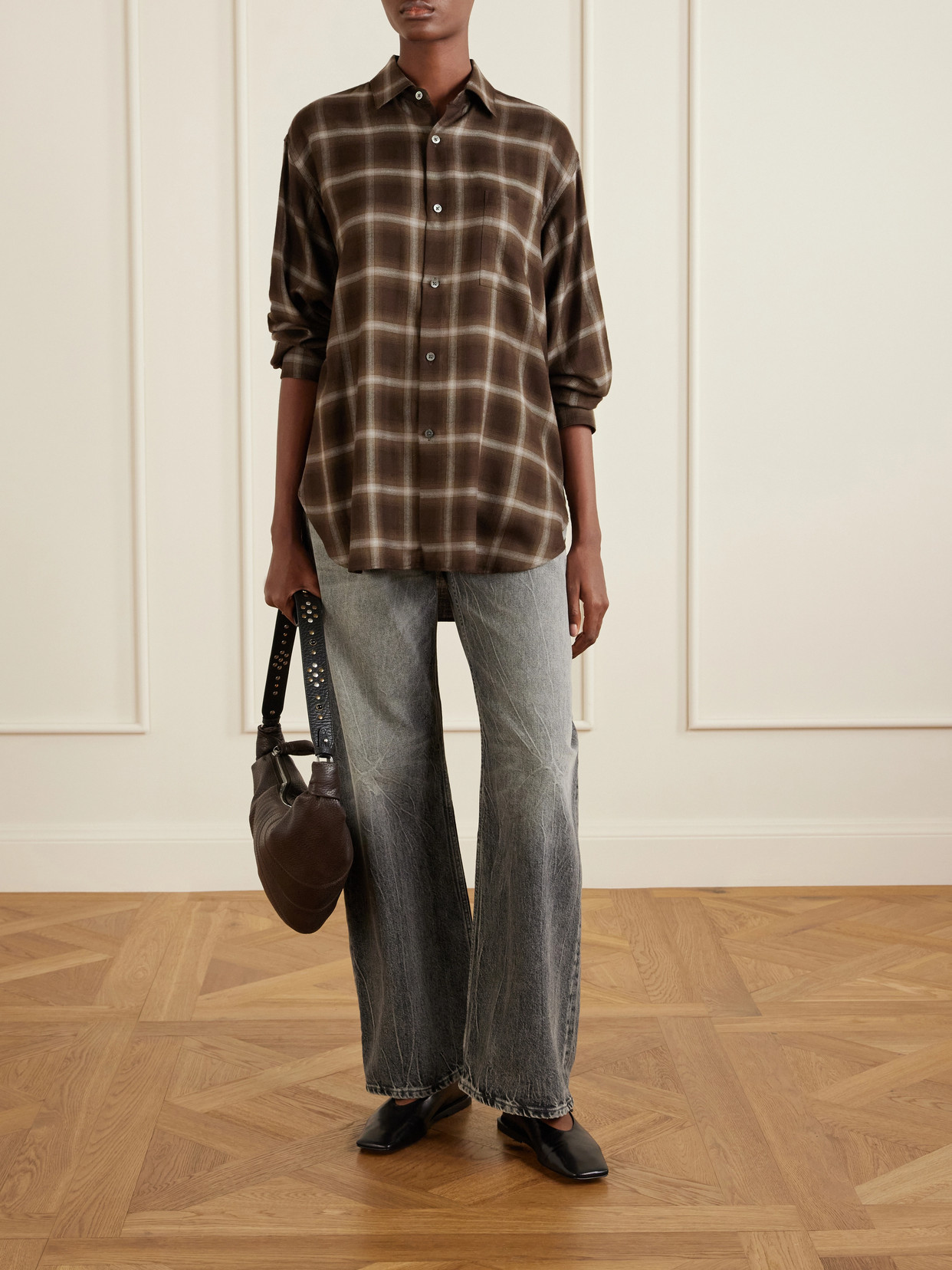 Checked Lyocell-Blend Gauze Shirt