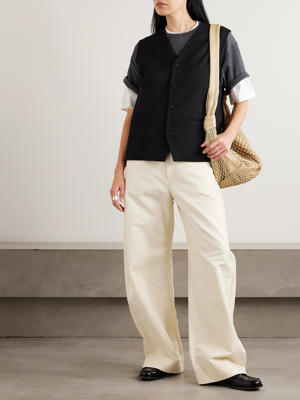 Ssstein Ribbed Wool T-shirt In Gray