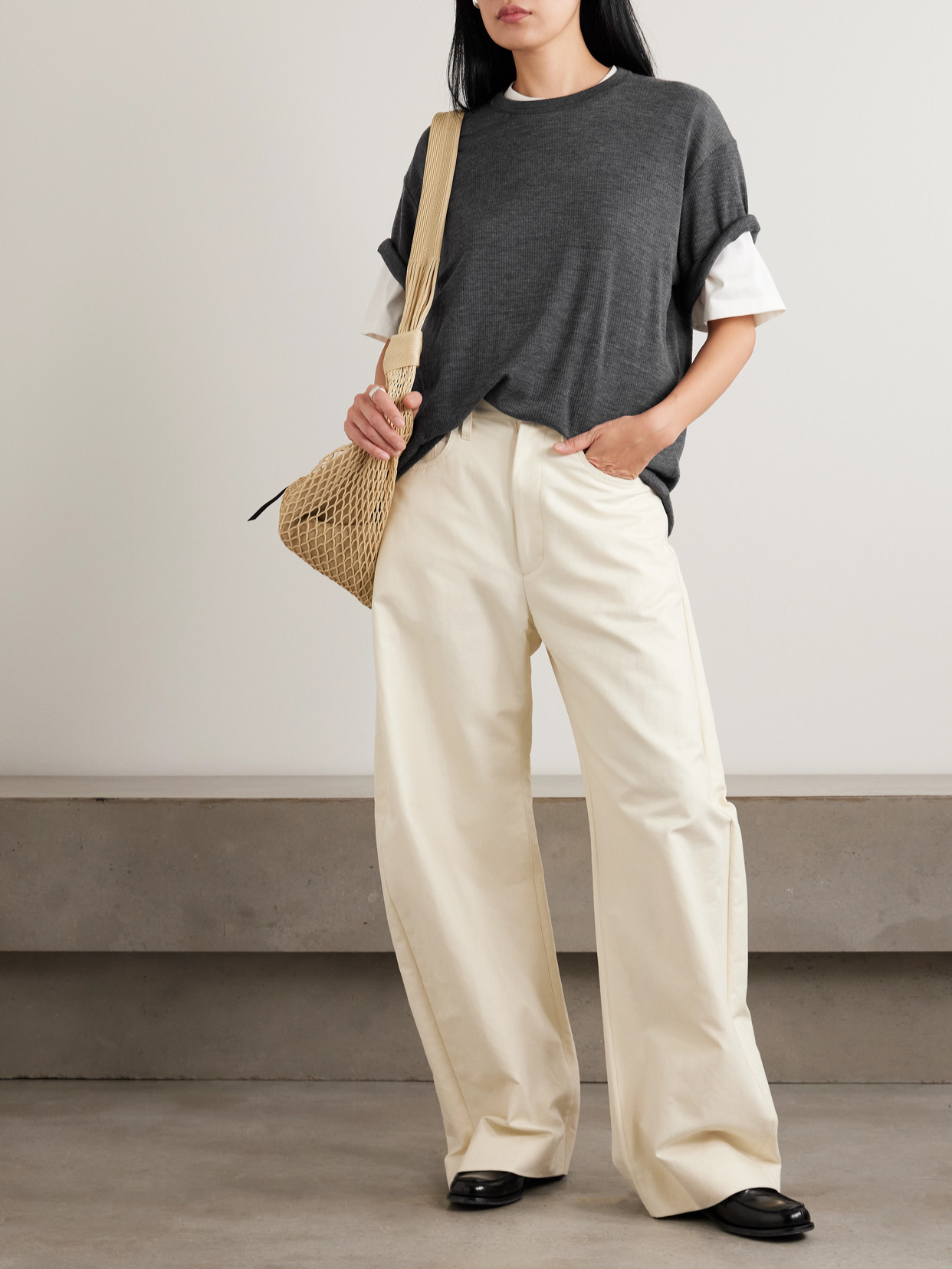 Ssstein Ribbed Wool T-shirt In Gray