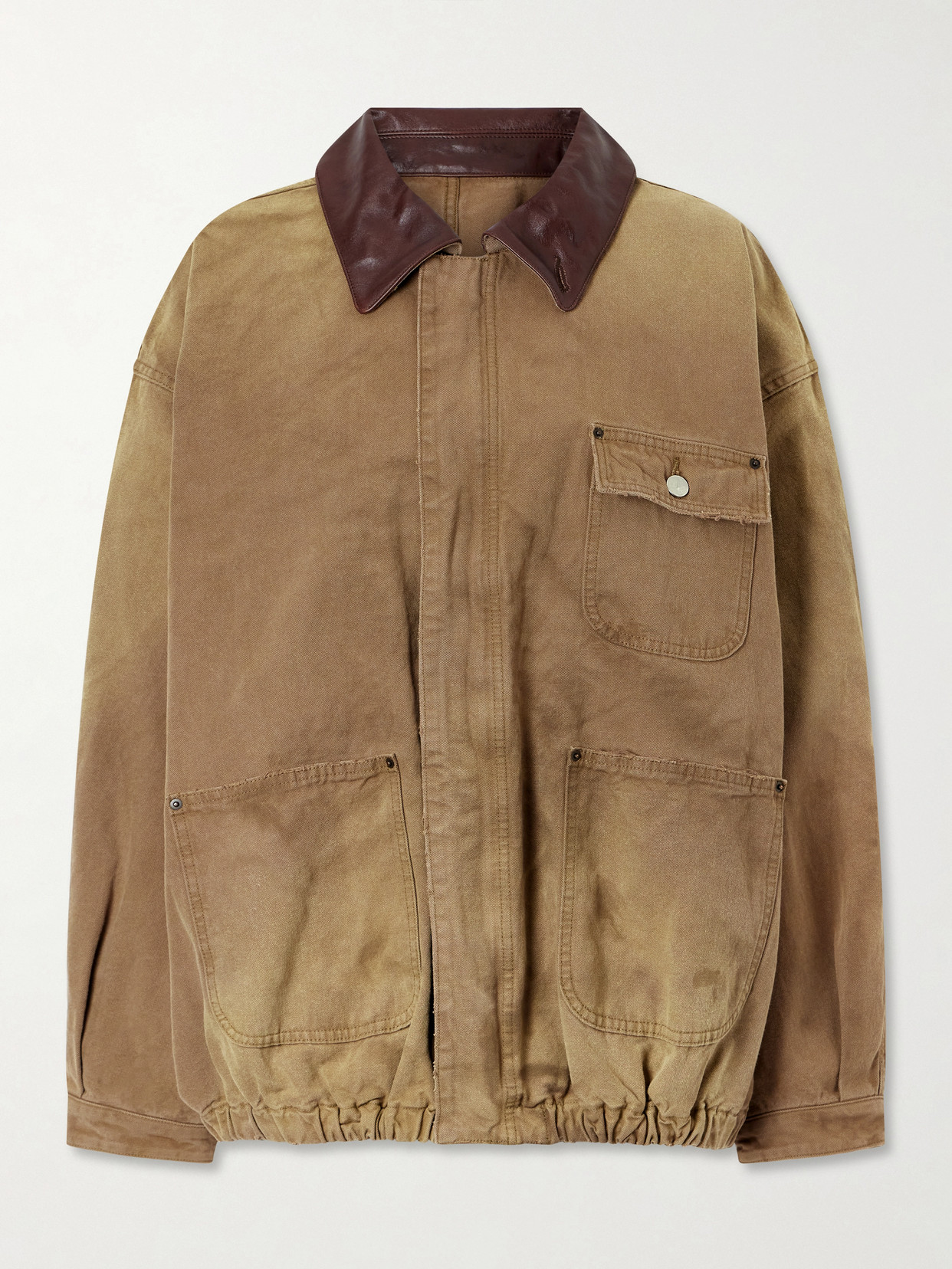 Ssstein Sulfur Leather-trimmed Cotton-canvas Jacket In Brown