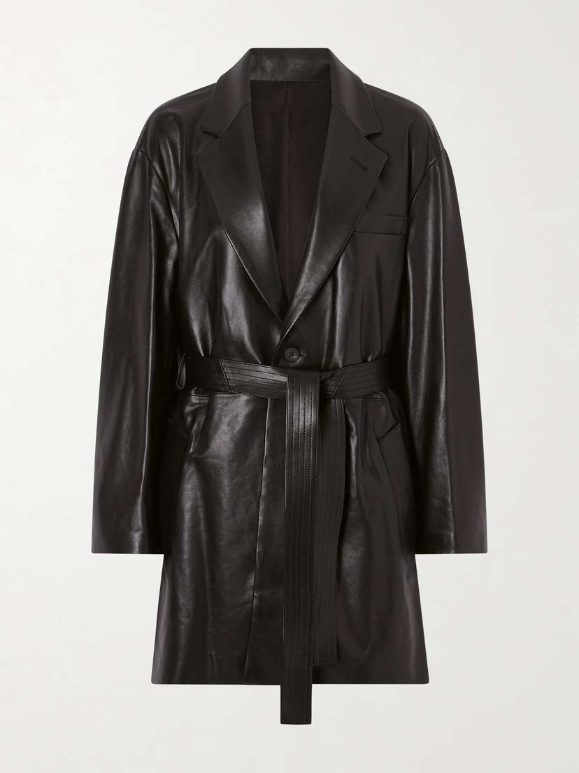 ssstein Belted Leather Trench Coat