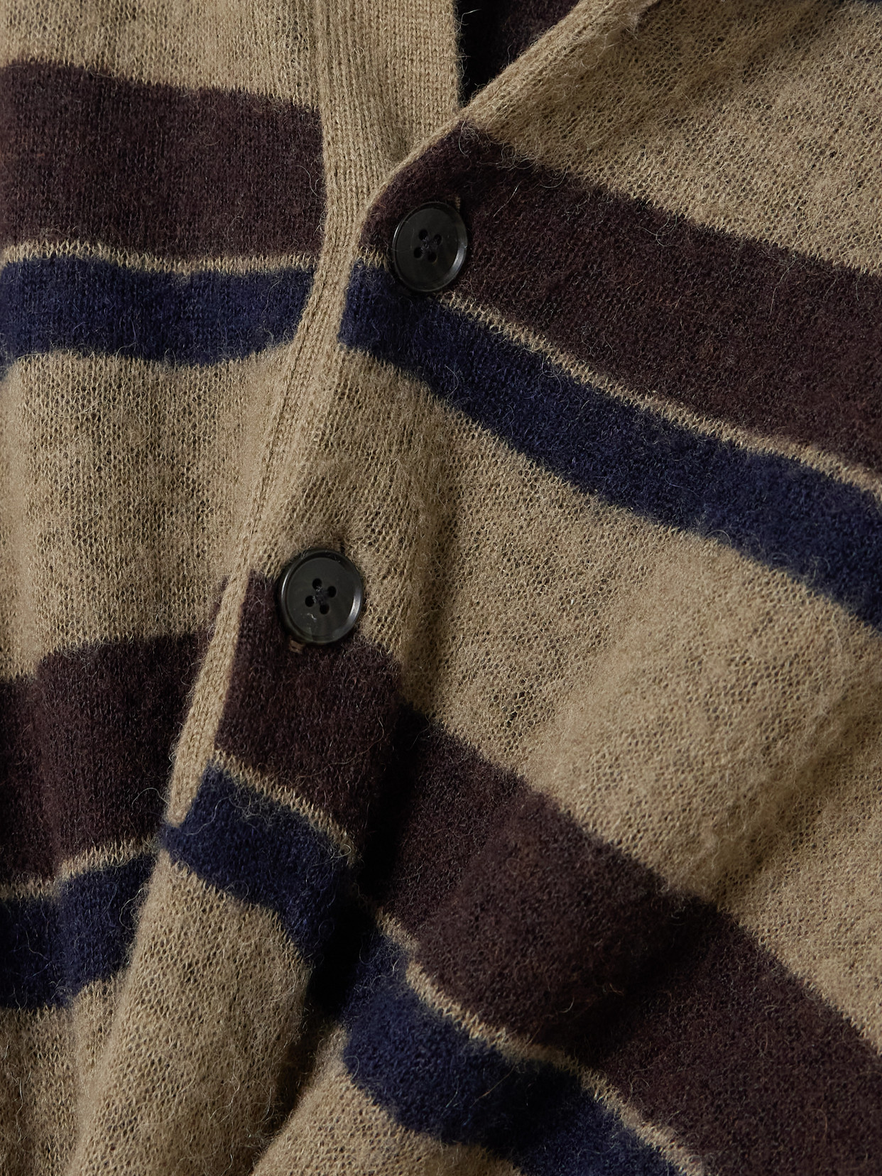 Striped Brushed Knitted Polo Sweater