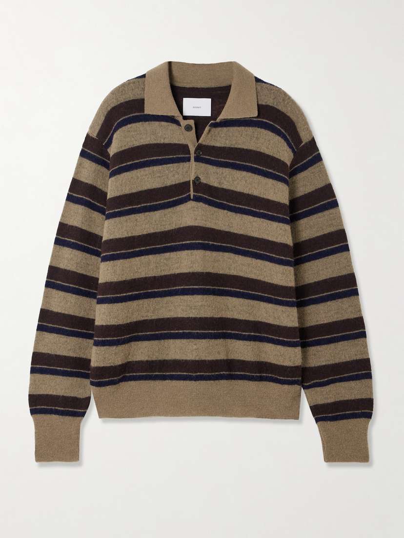 ssstein Striped Brushed Knitted Polo Sweater