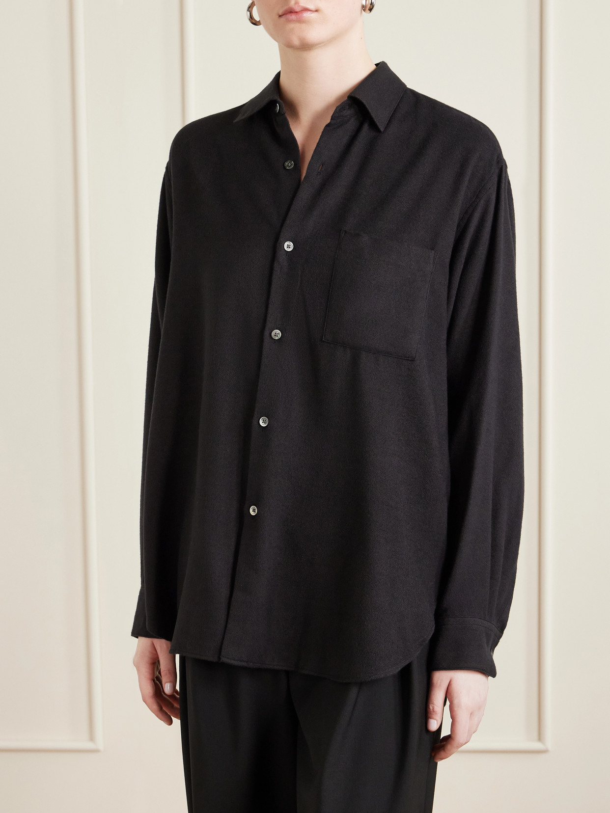 Oversized Silk-Blend Flannel Shirt