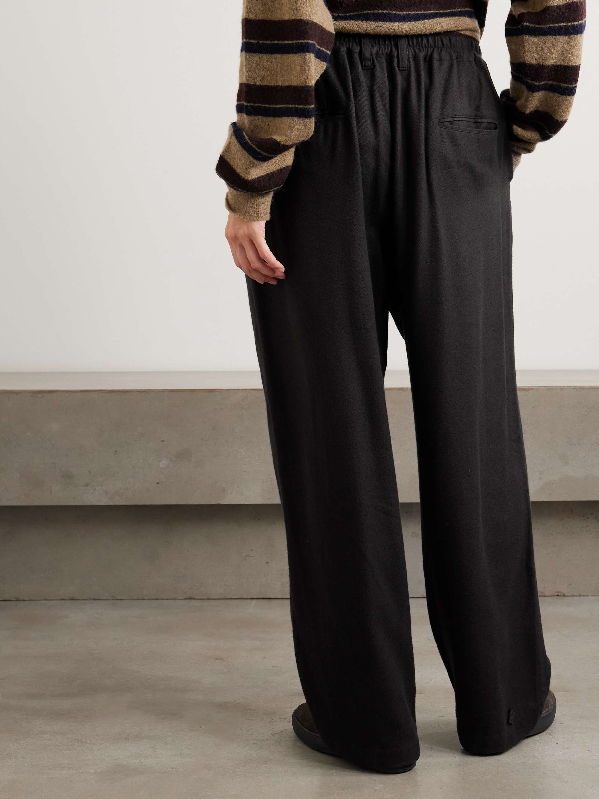 SSSTEIN Pleated silk-blend flannel wide-leg pants | NET-A-PORTER