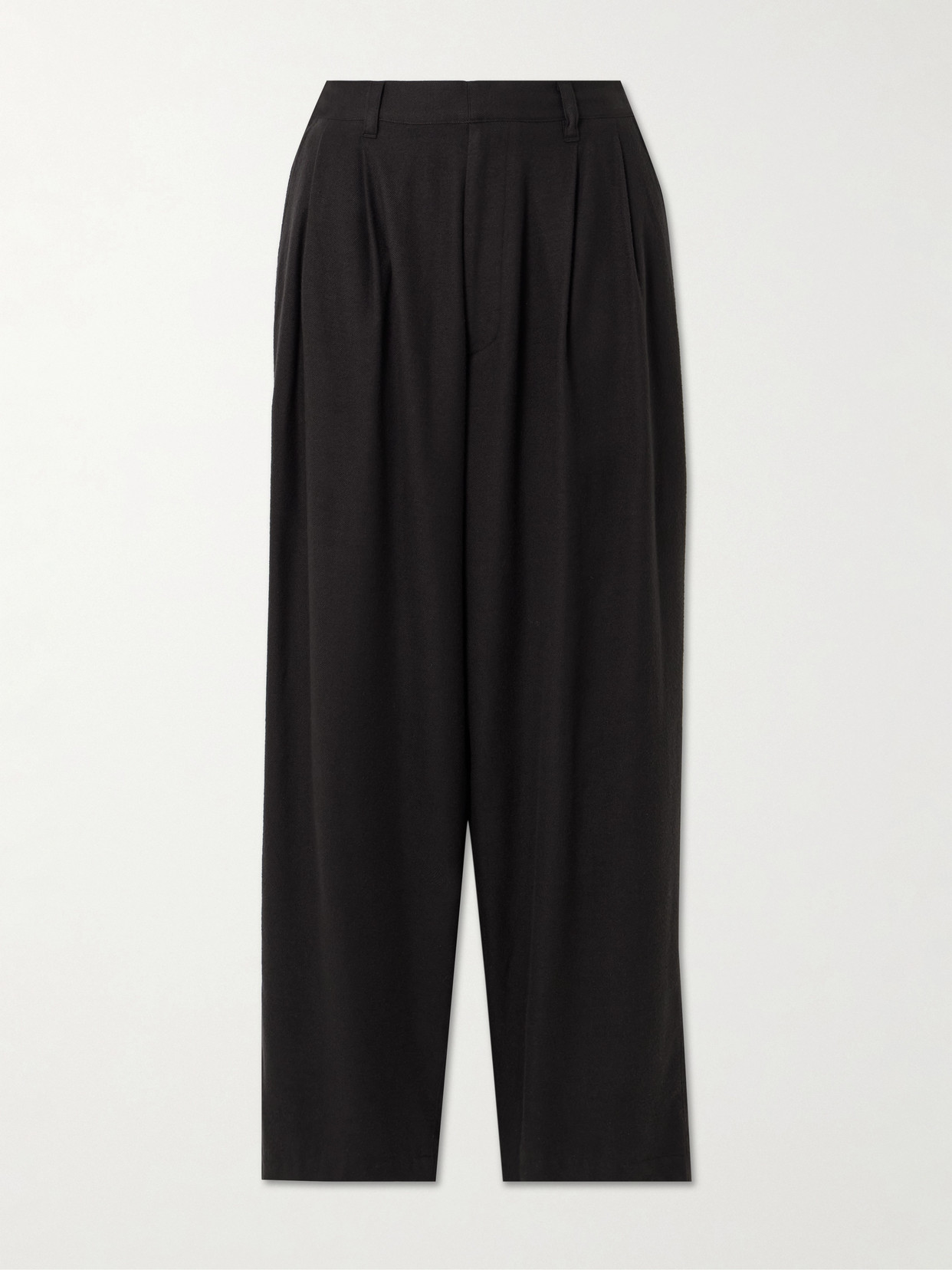 Ssstein Pleated Silk-blend Flannel Wide-leg Pants In Brown