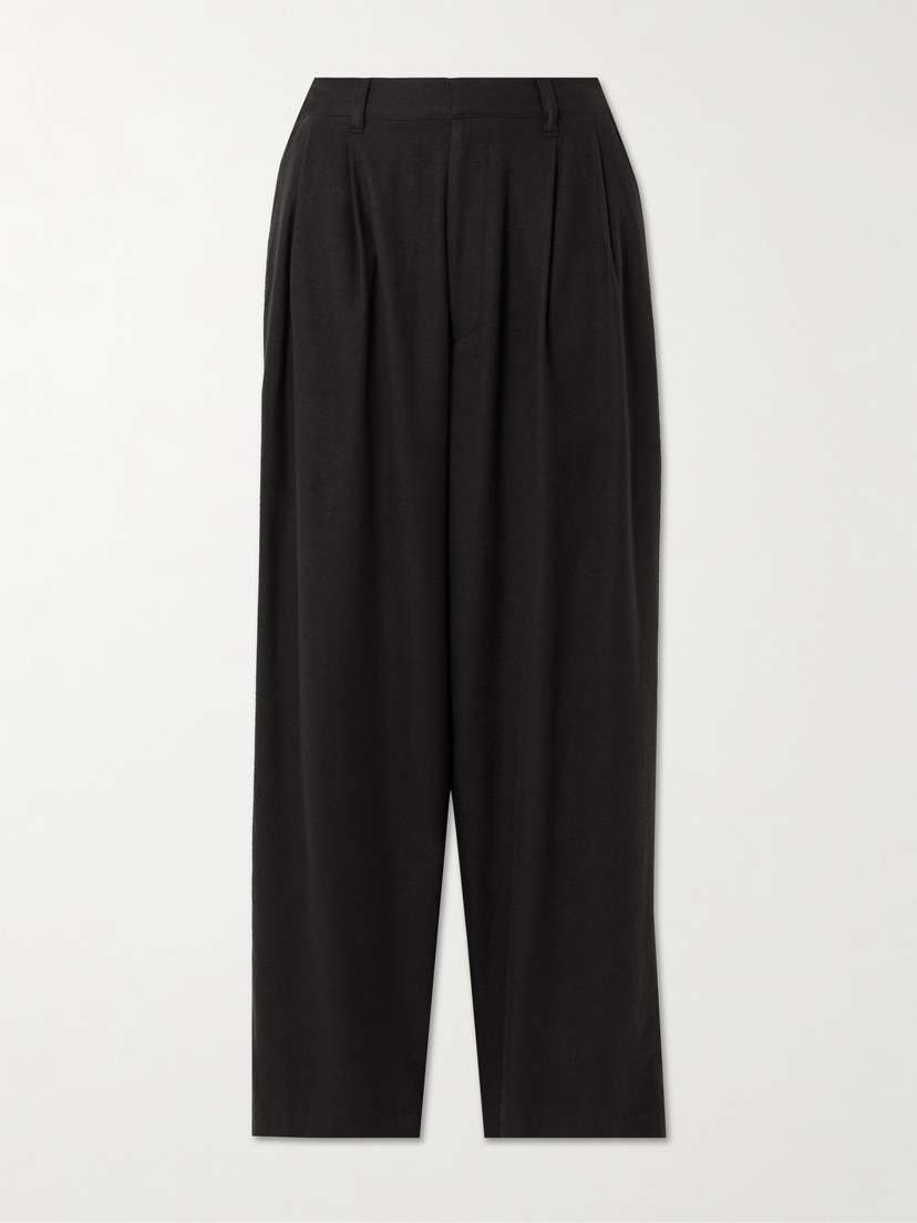 ssstein Pleated Silk-blend Flannel Wide-leg Pants