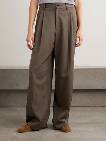 SSSTEIN Pleated wool-twill wide-leg pants