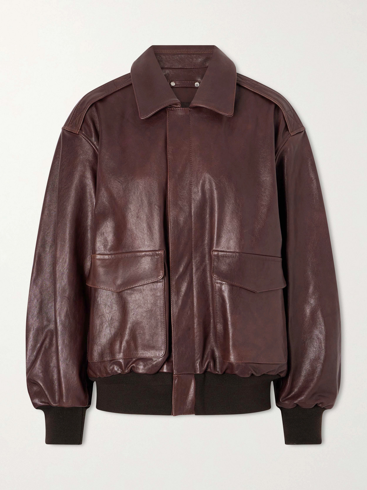 Ssstein Leather Bomber Jacket In Brown