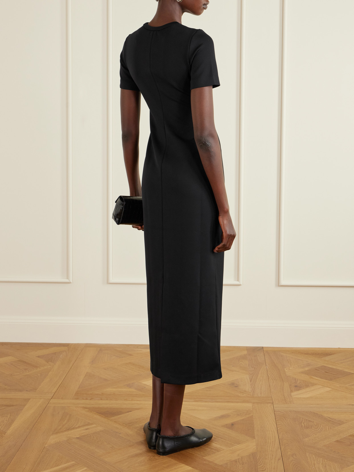 Fforme Alixe Scuba Midi Dress In Black