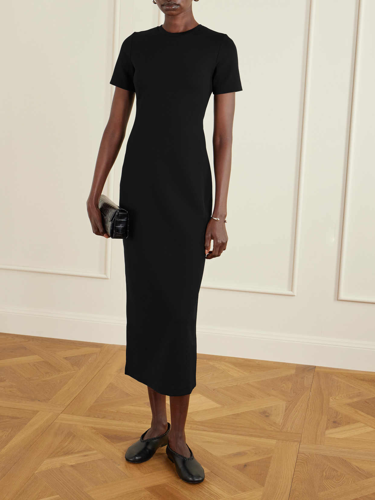 Fforme Alixe Scuba Midi Dress In Black