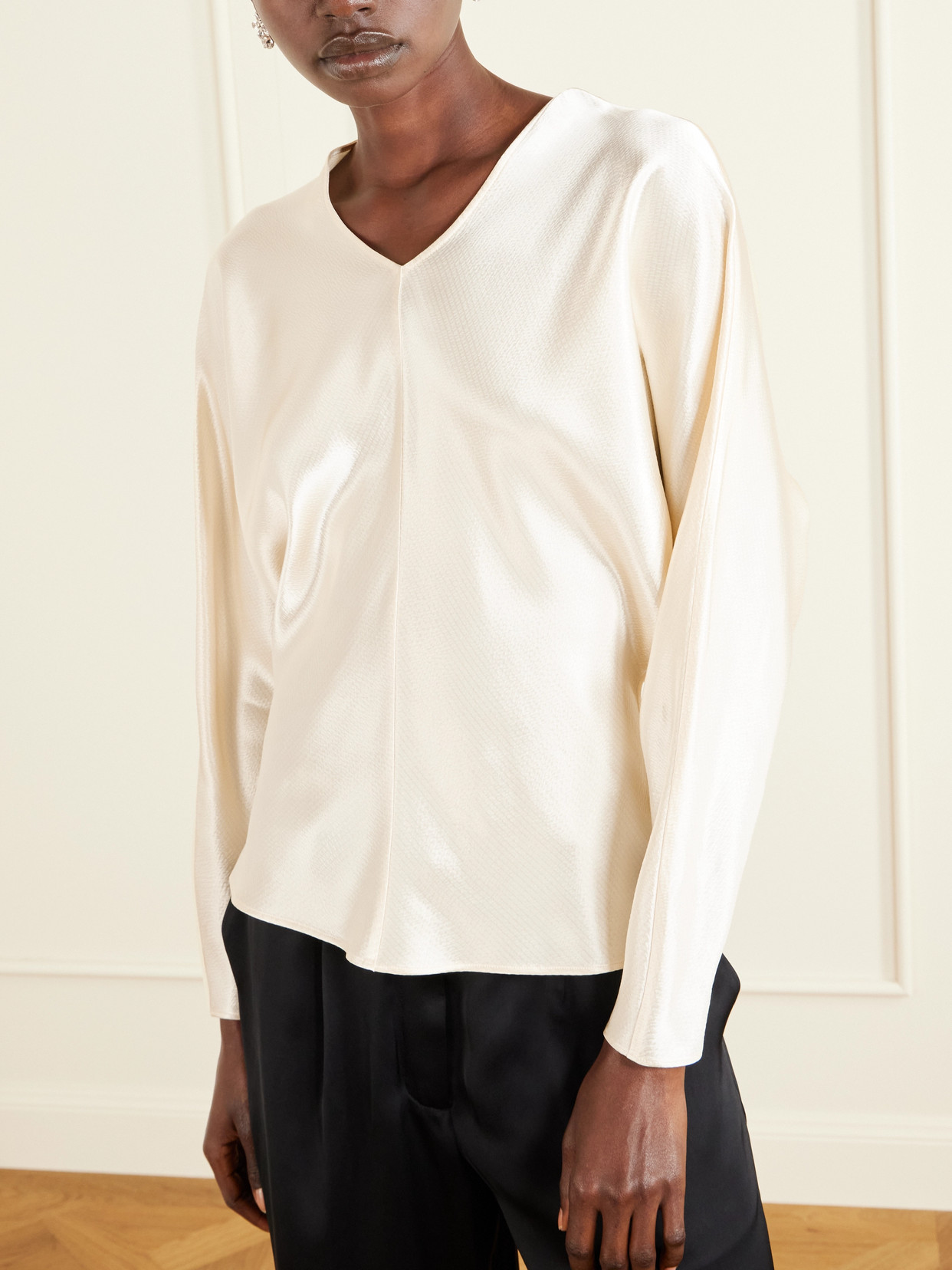 Fforme Gemma Satin Blouse In Neutral