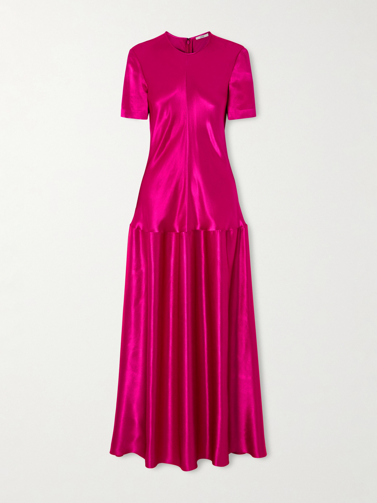 Fforme Clodia Pleated Textured-satin Maxi Dress In Pink