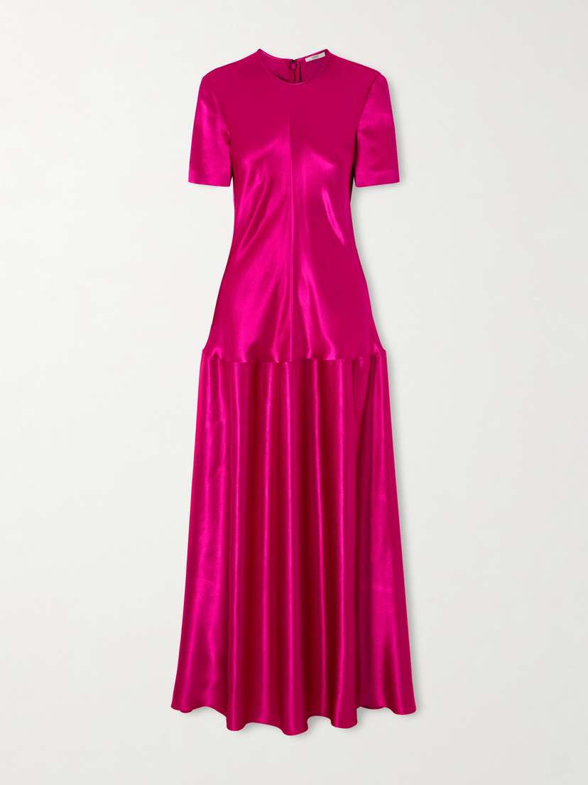FFORME Clodia Pleated Textured-satin Maxi Dress