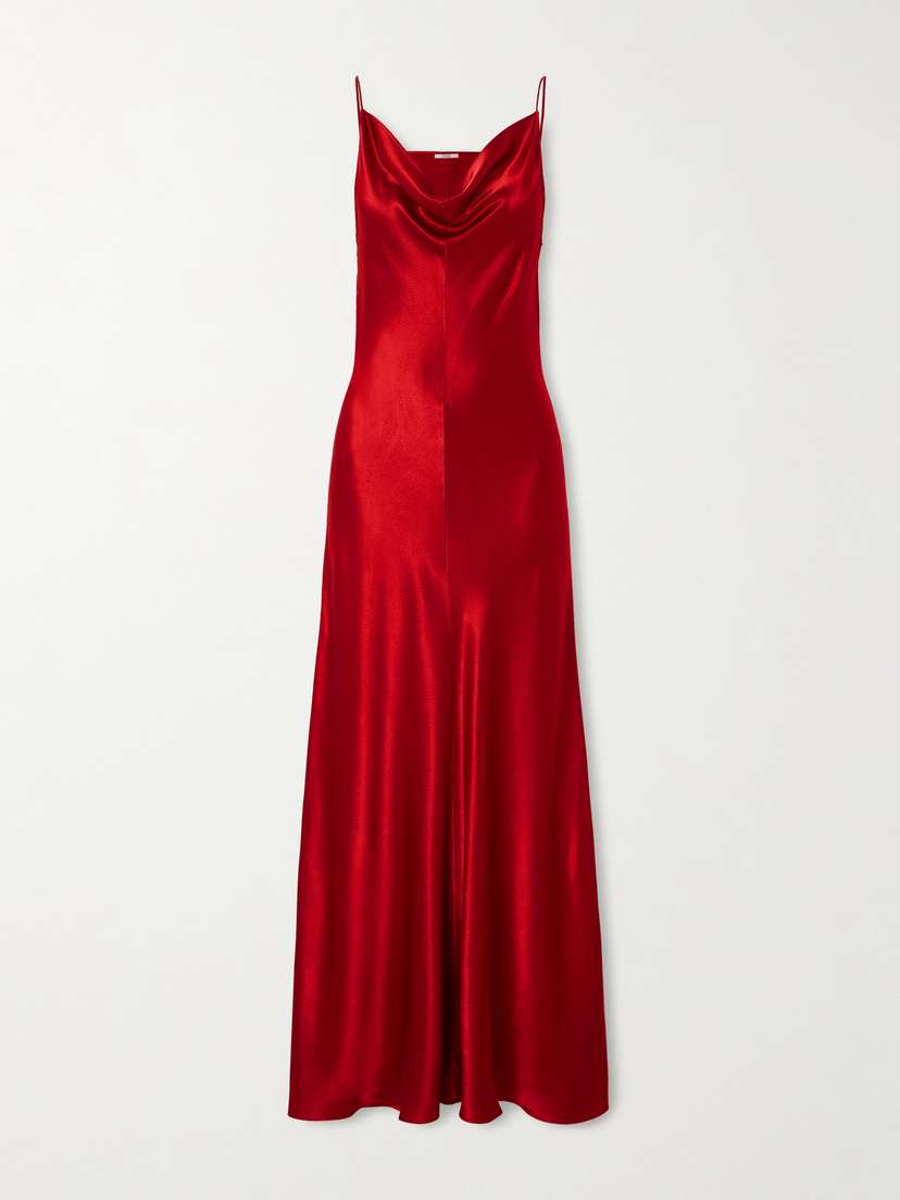 FFORME Emi Draped Hammered-satin Maxi Dress