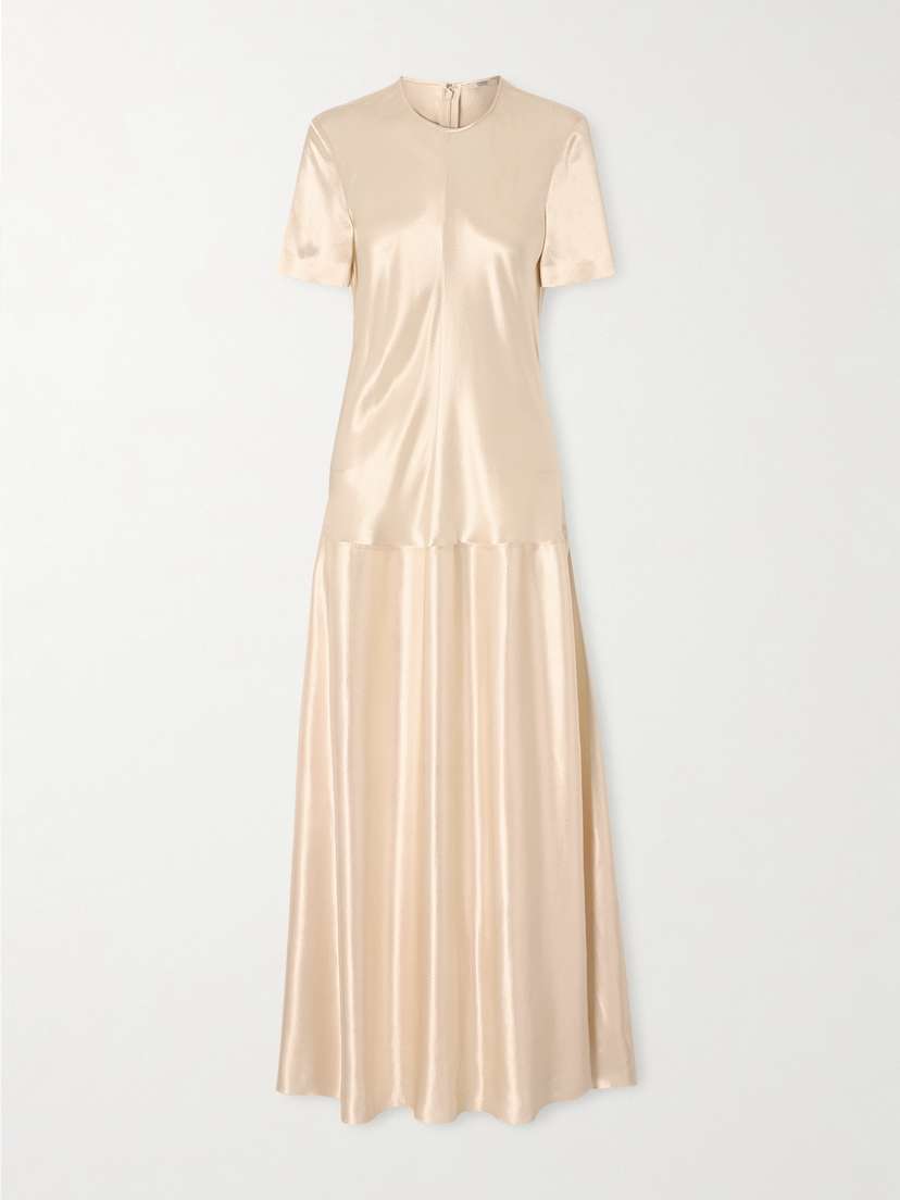 FFORME Clodia Pleated Textured-satin Maxi Dress